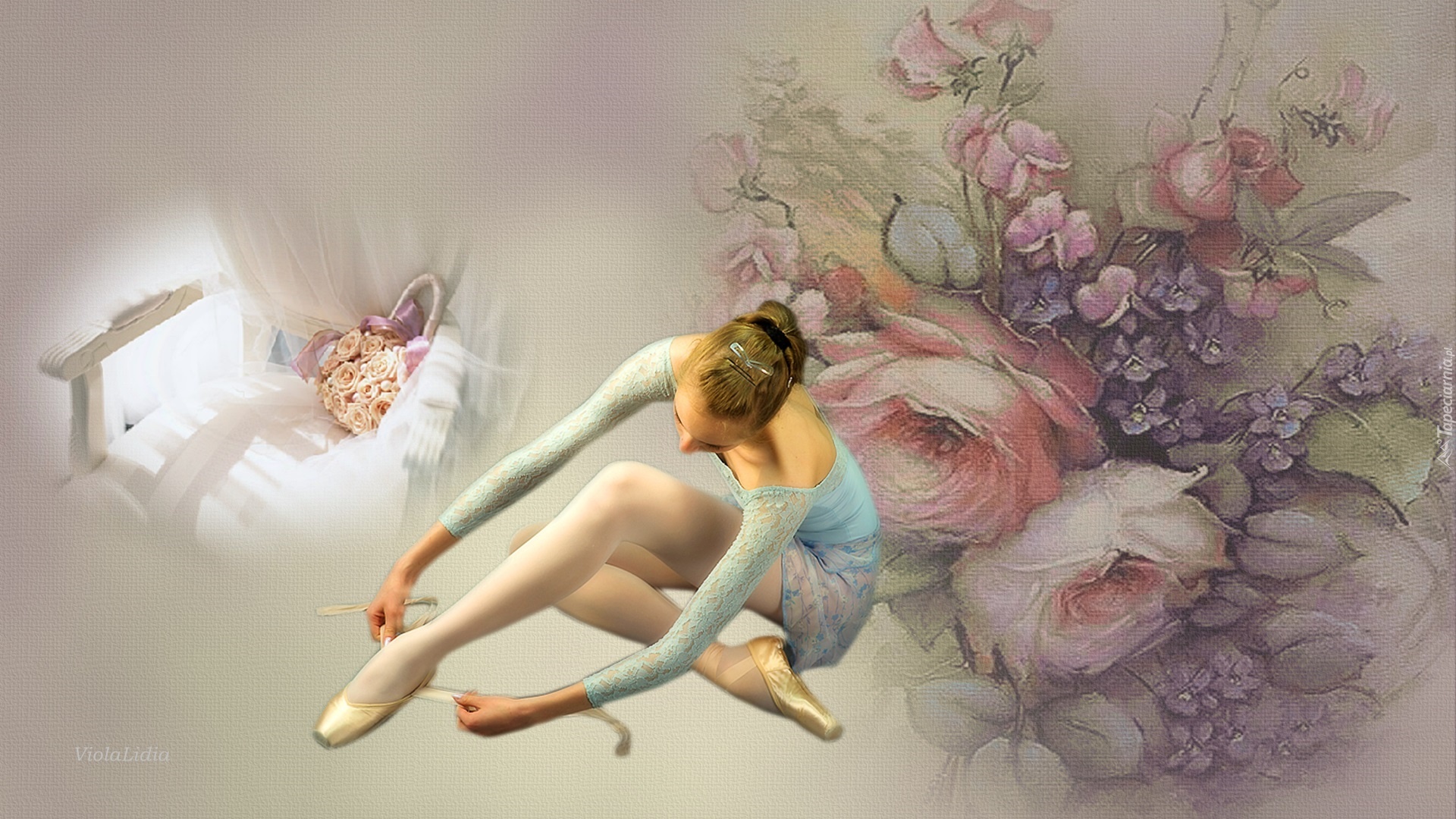 Grafika, Taniec, Baletnica, Kwiaty