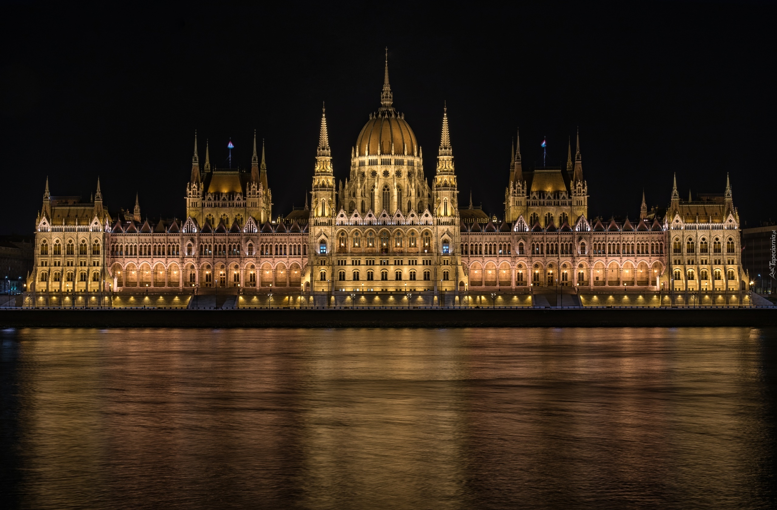 Węgry, Budapeszt, Parlament, Noc