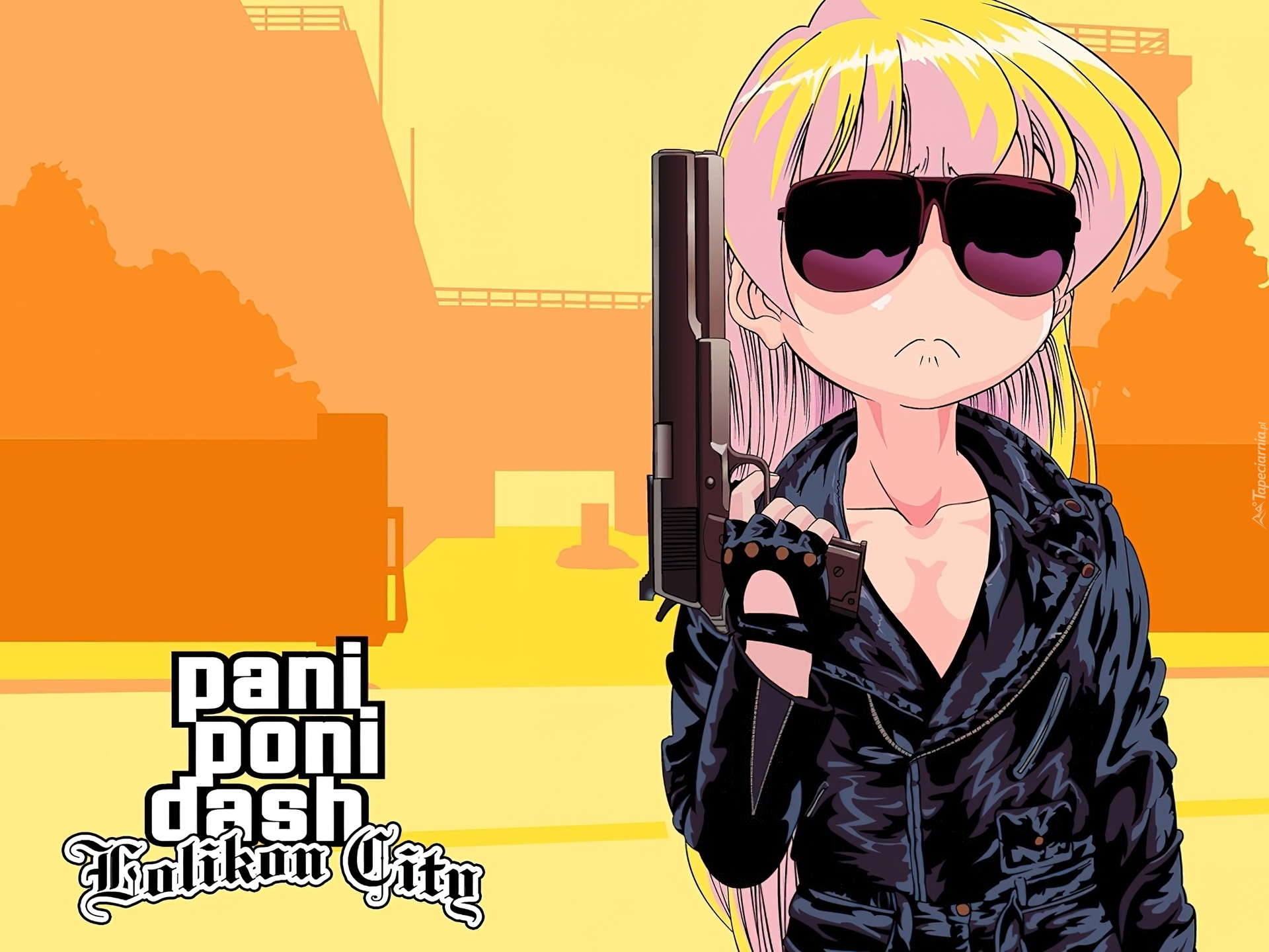 Pani Poni Dash, okulary, kobieta, pistolet