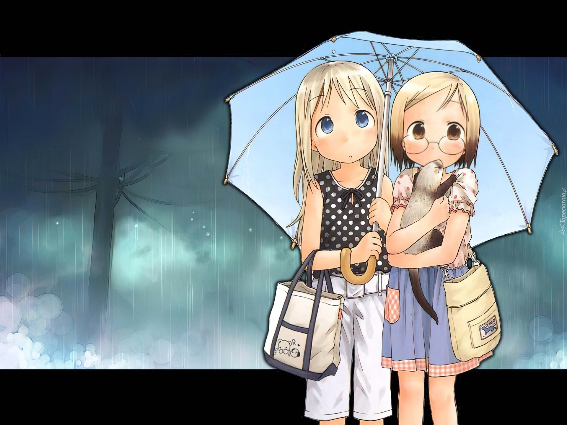 Ichigo Mashimaro, kobiety, deszcz, Parasolka
