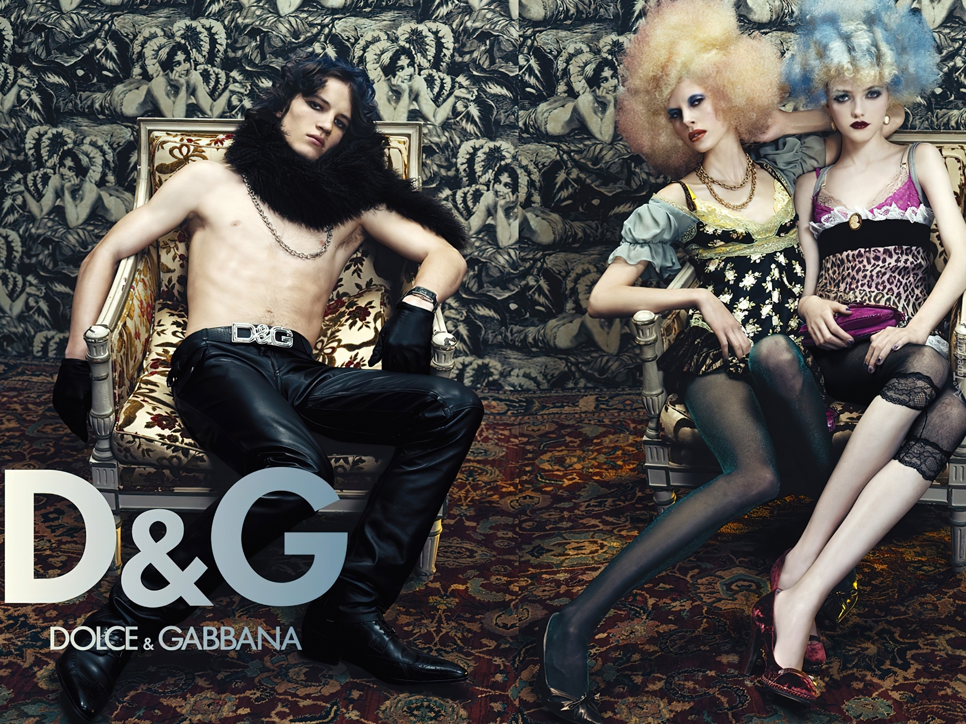 Dolce And Gabbana, kobiety, sukiekni, mężczyzna, spodnie, skórzane