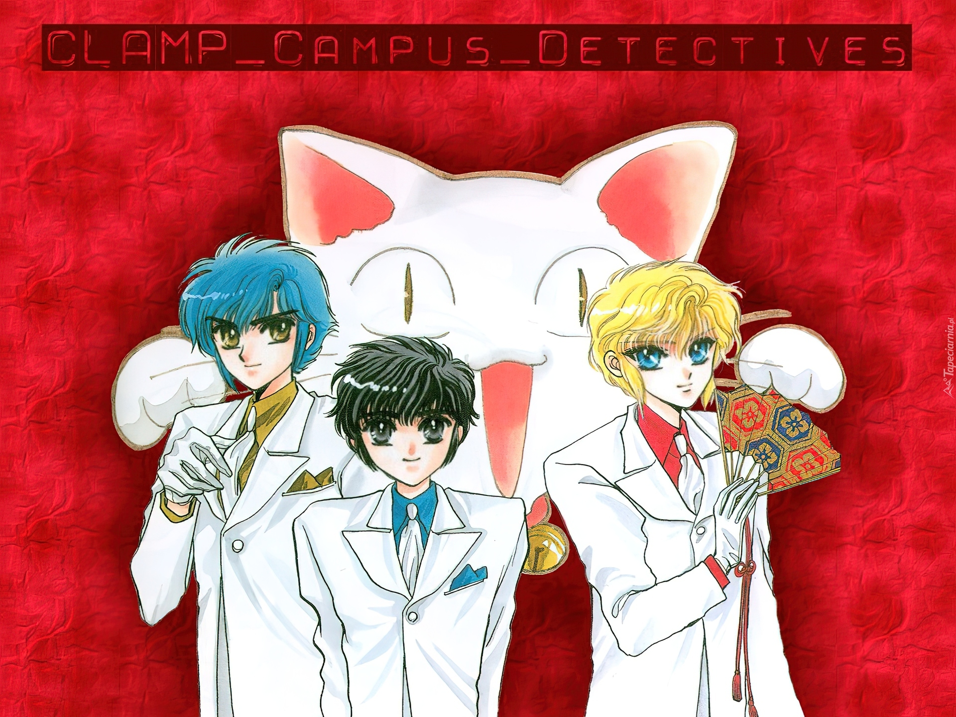 Claamp Campus Detectives, garnitury, kot, ludzie, wachlarz