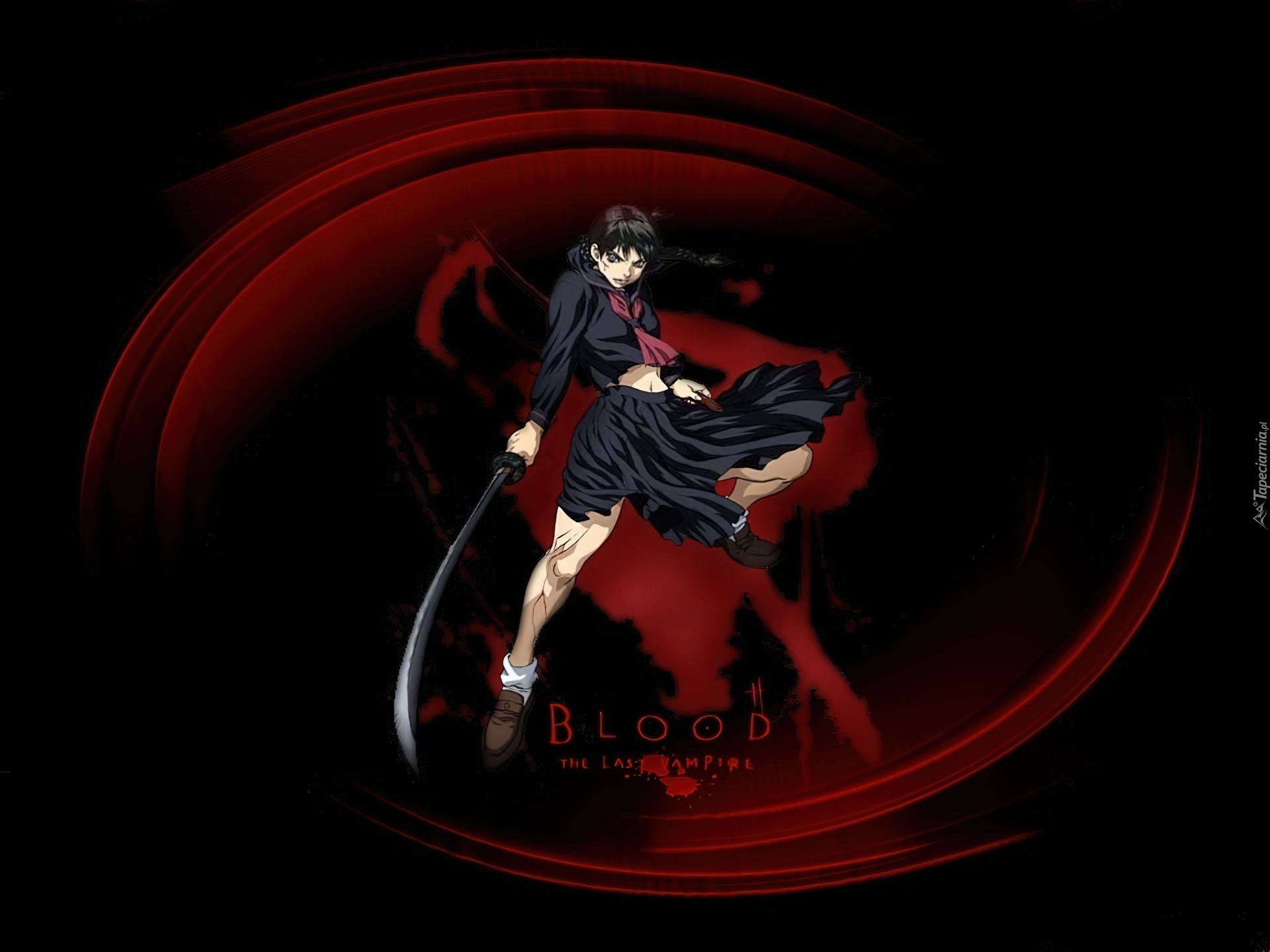Blood The Last Vampire, postać, krew, miecz, napis
