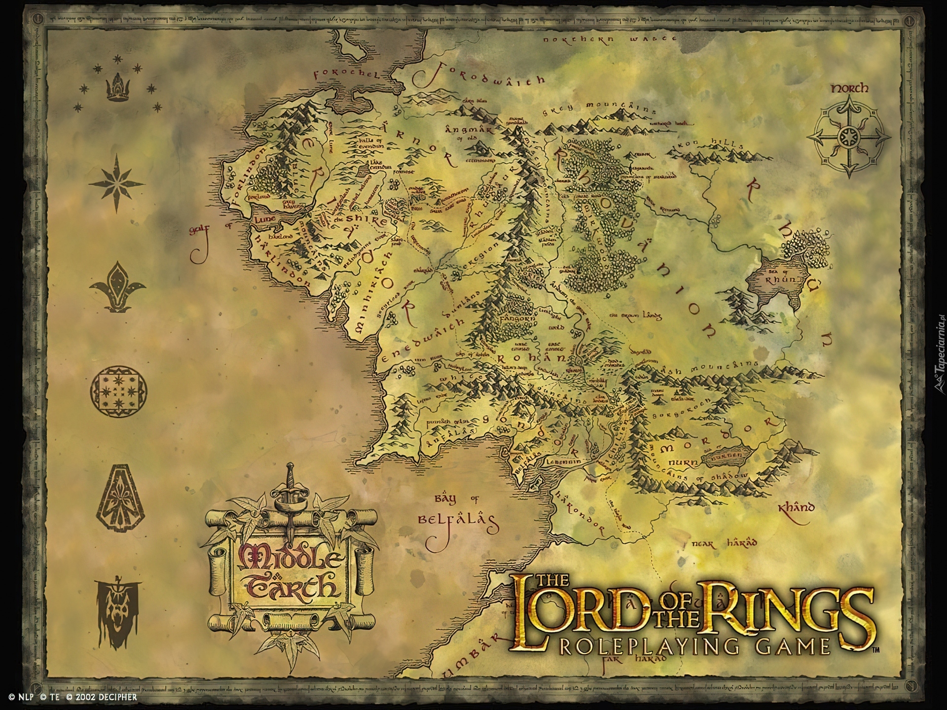 The Lord of The Rings, znaki, napis, mapa