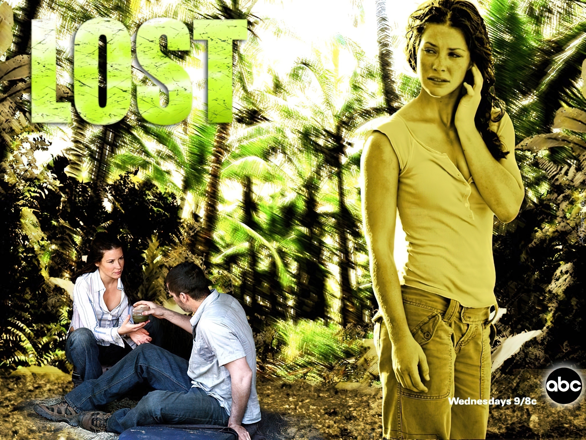 Serial, Lost, Zagubieni, Evangeline Lilly, dżungla, palmy