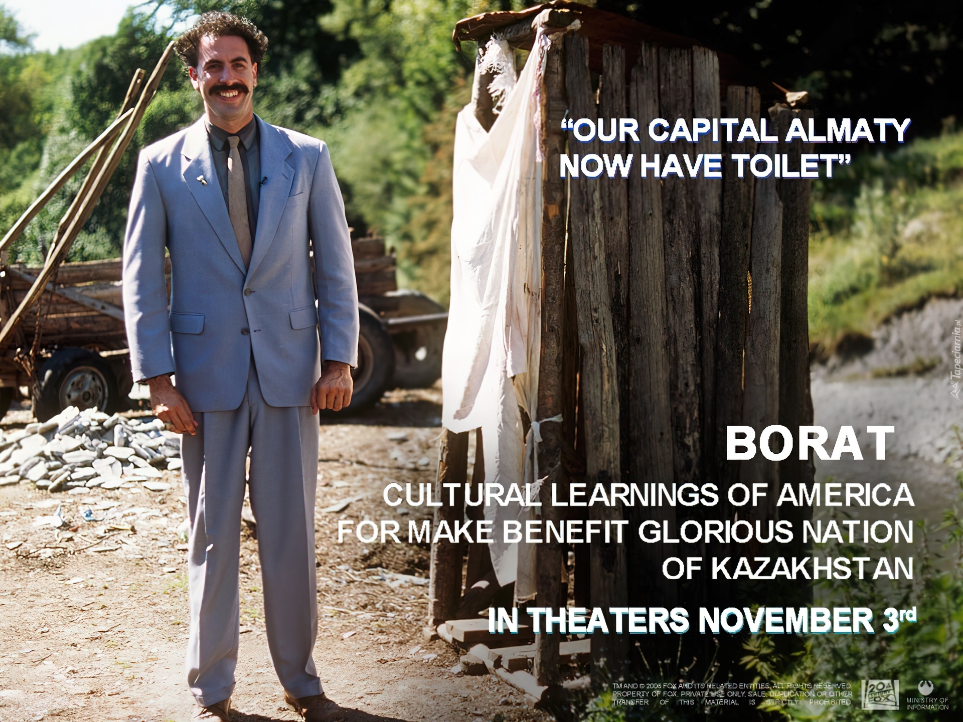 Borat, Sacha Baron Cohen, garnitur, toaleta
