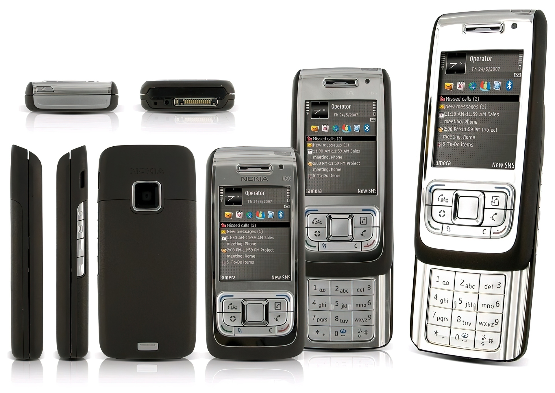 Nokia E65, Czarna, Srebrna, Panorama