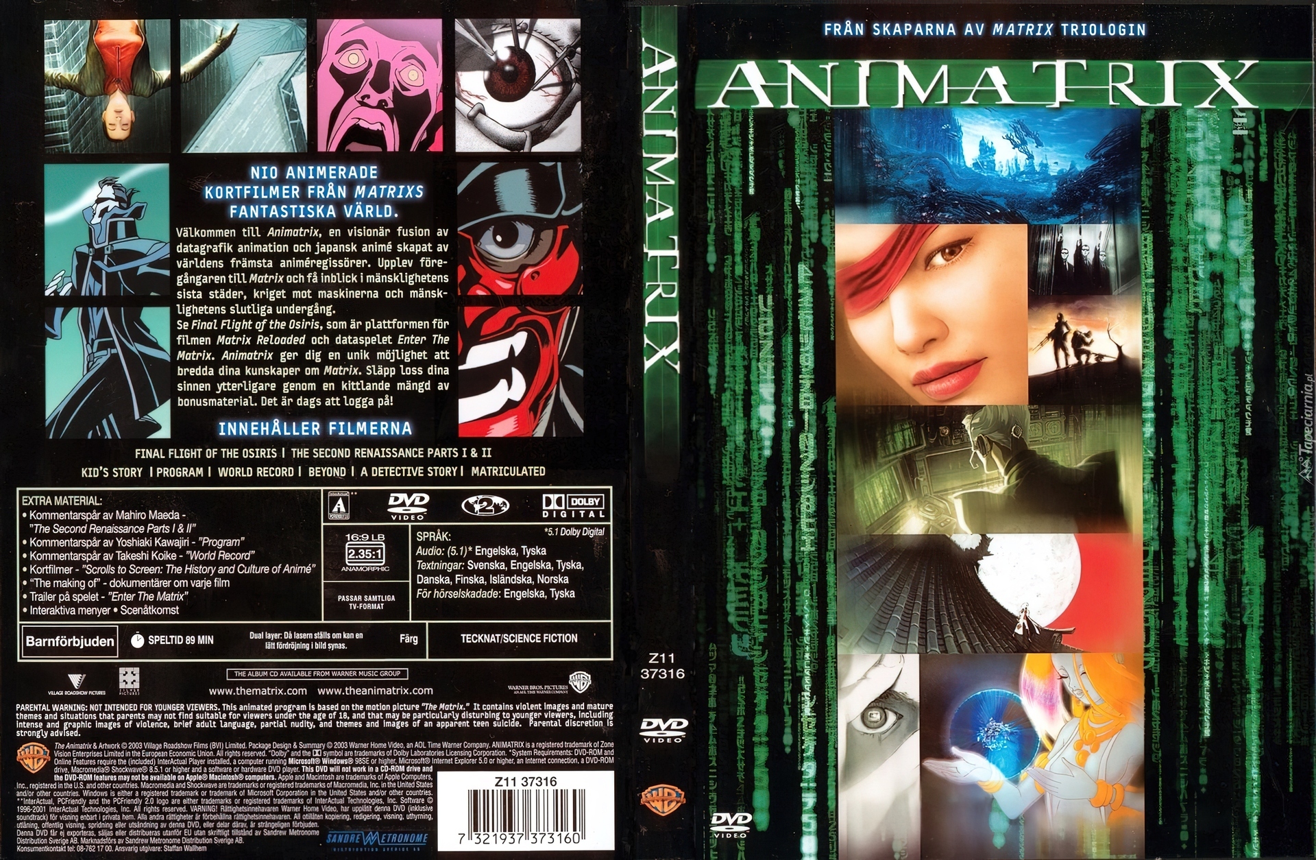 Animatrix, okładka, dvd