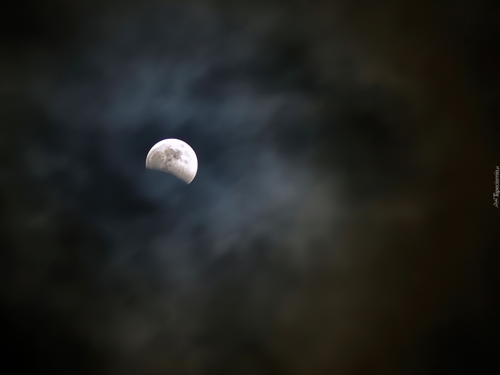 Zaćmienie, Księżyca, Chmury