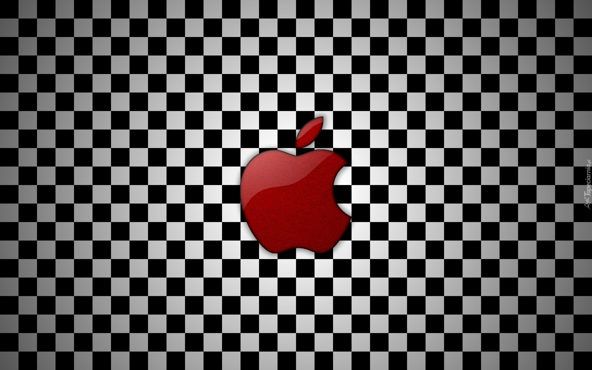 Czerwone, Logo, Szachownica, Apple