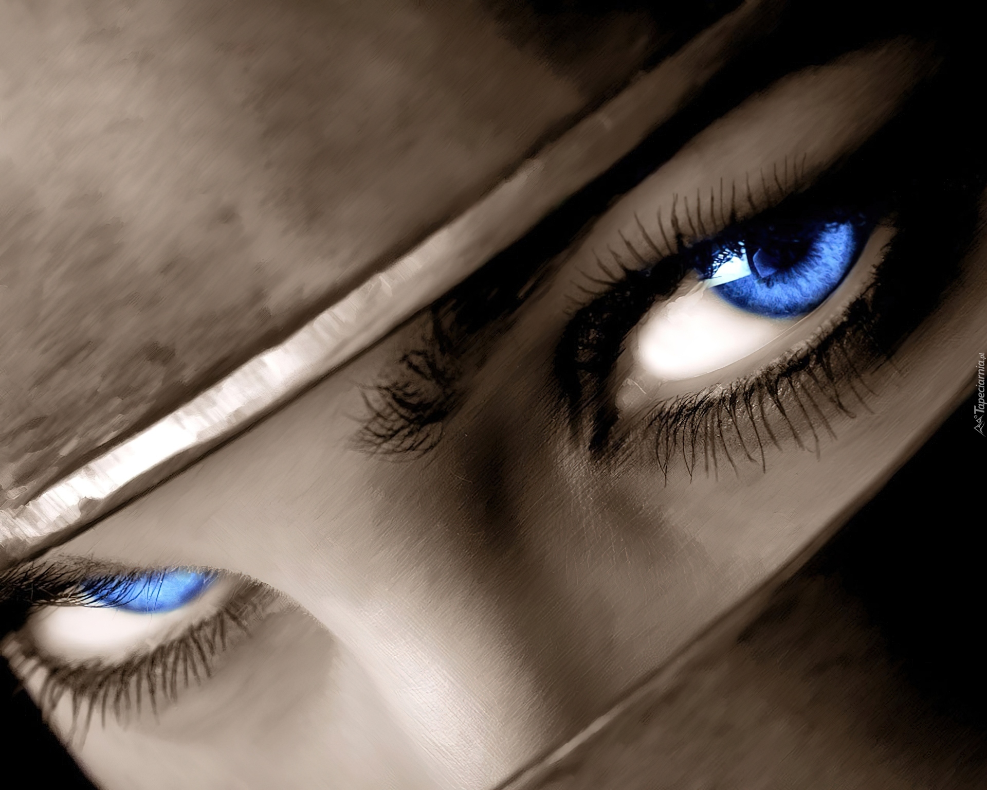 Kobieta, Niebieskie, Oczy