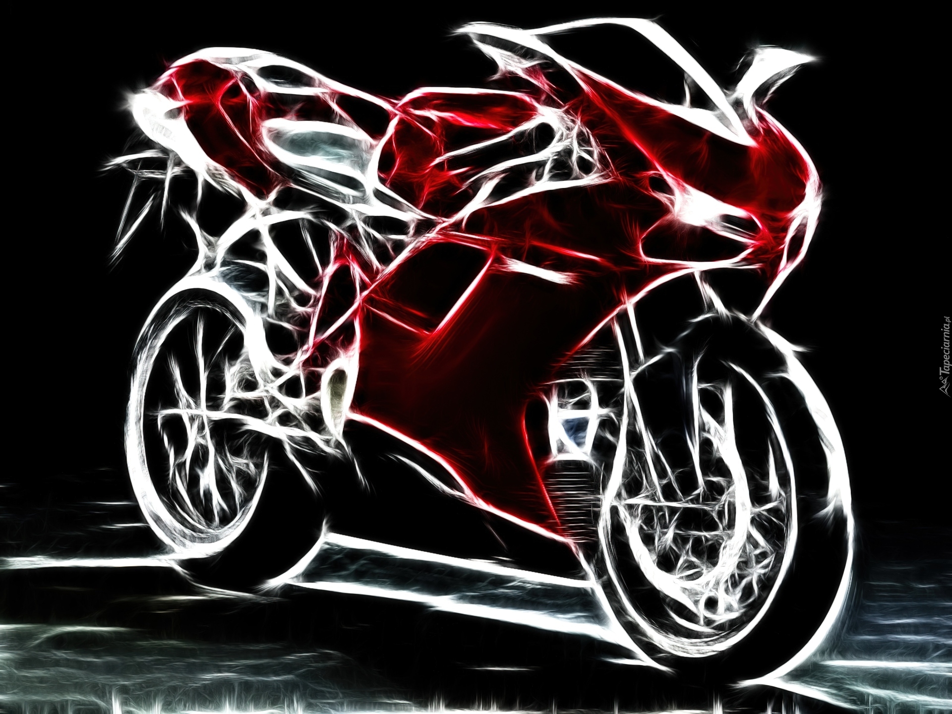 Czerwony, Motocykl, Grafika, Ducati 1198