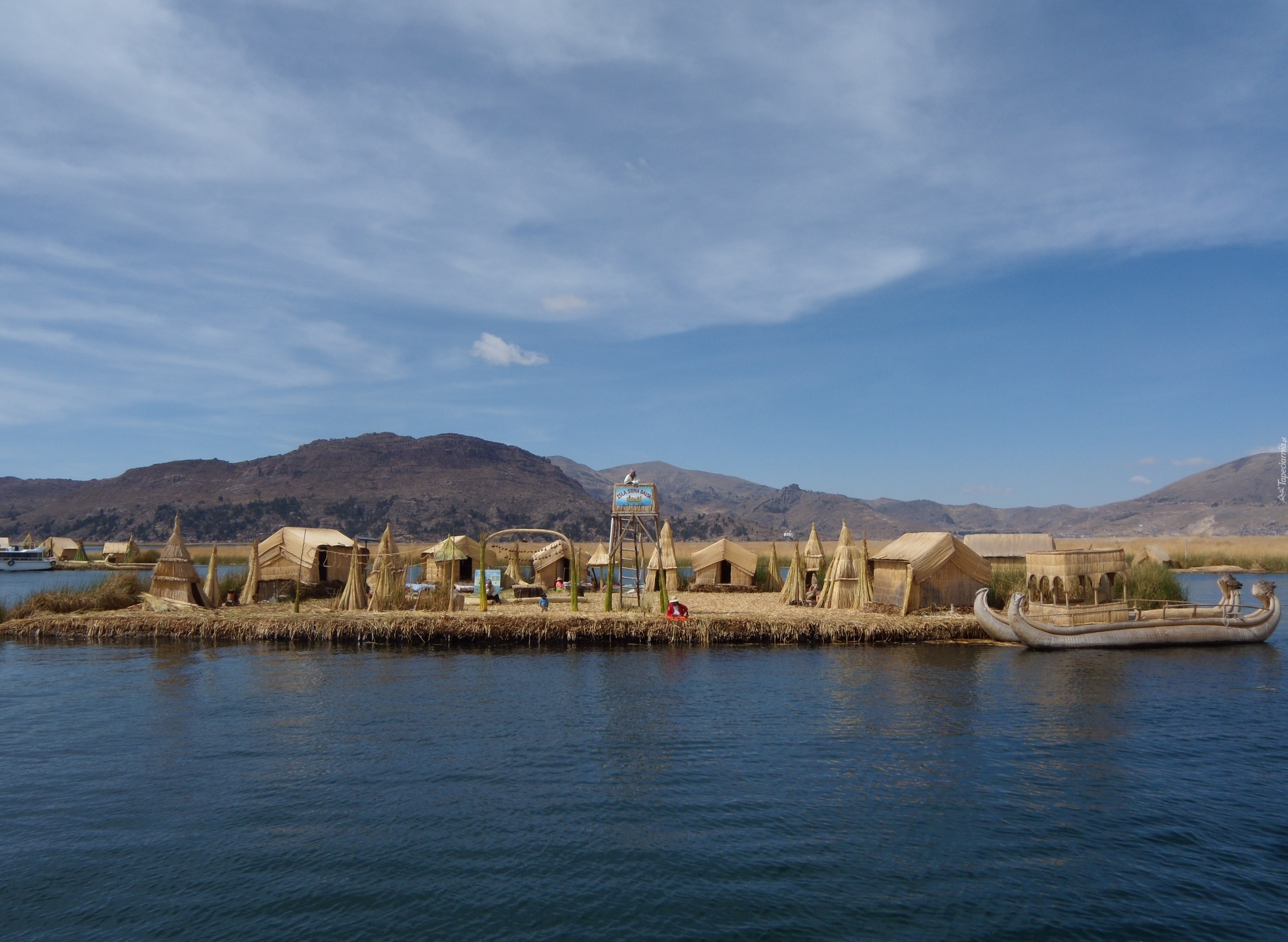 Wyspy, Uro, Jezioro, Titicaca, Peru