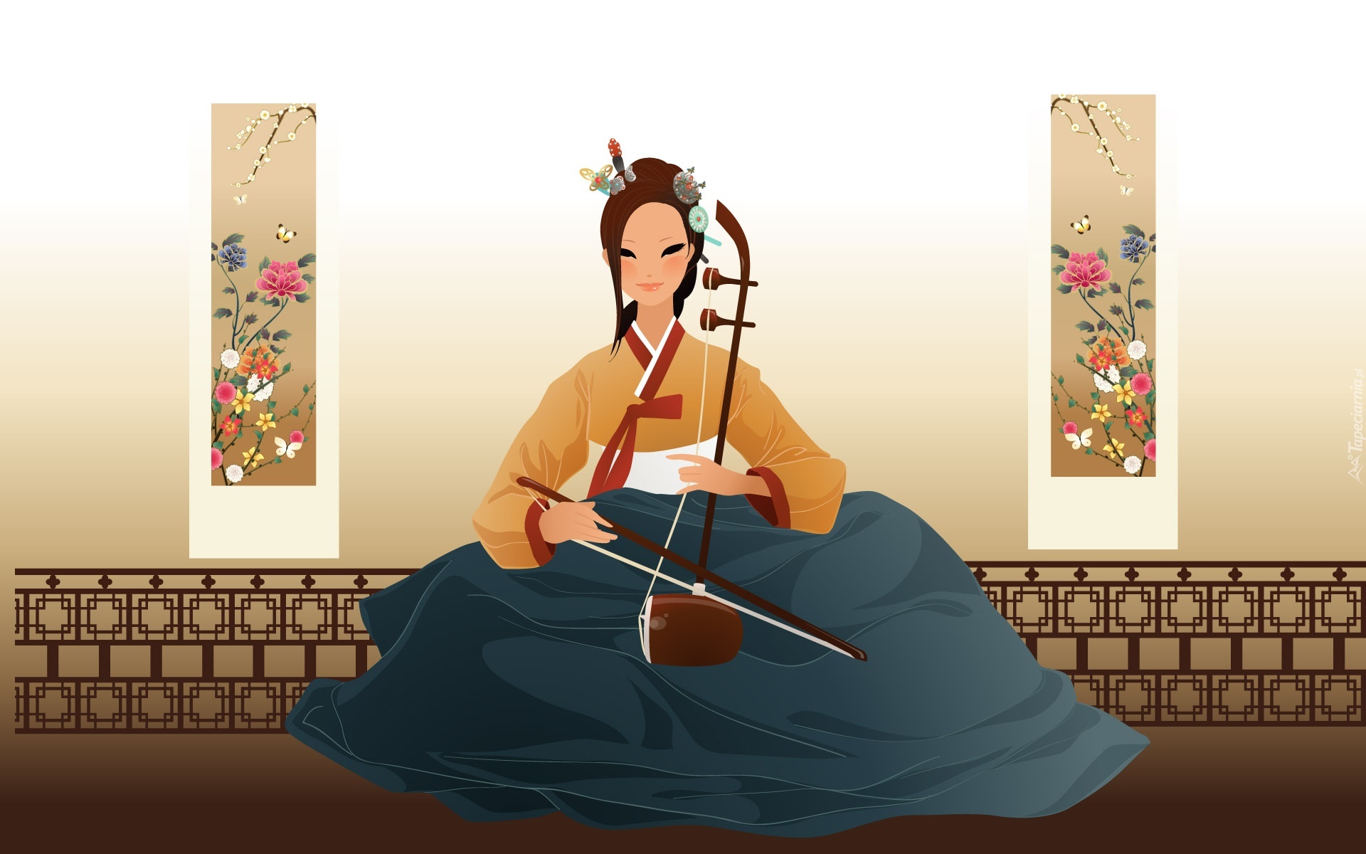 Kobieta, Japonka, Gra, Instrument