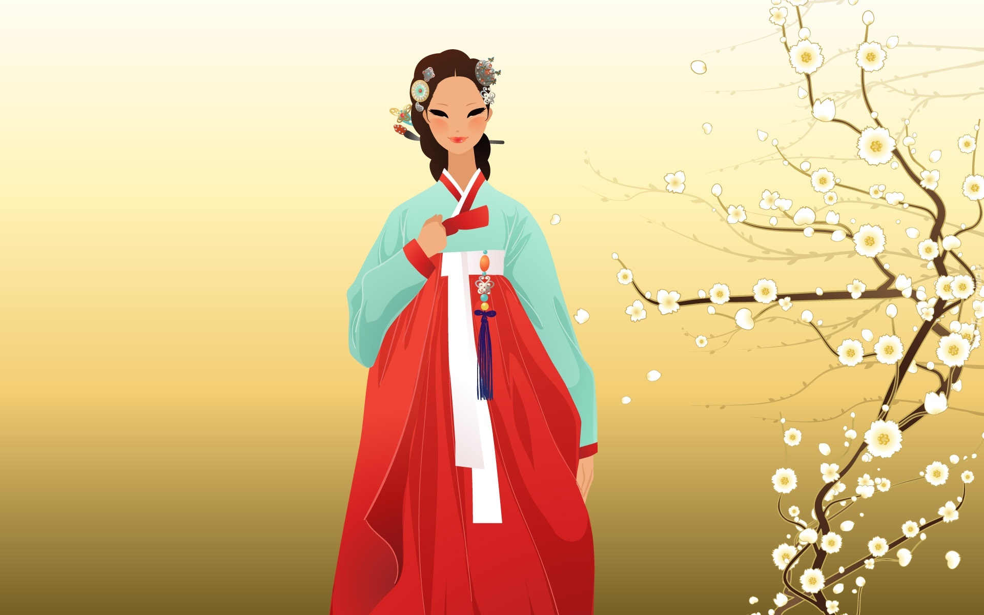 Japonka, Kimono, Gałazki