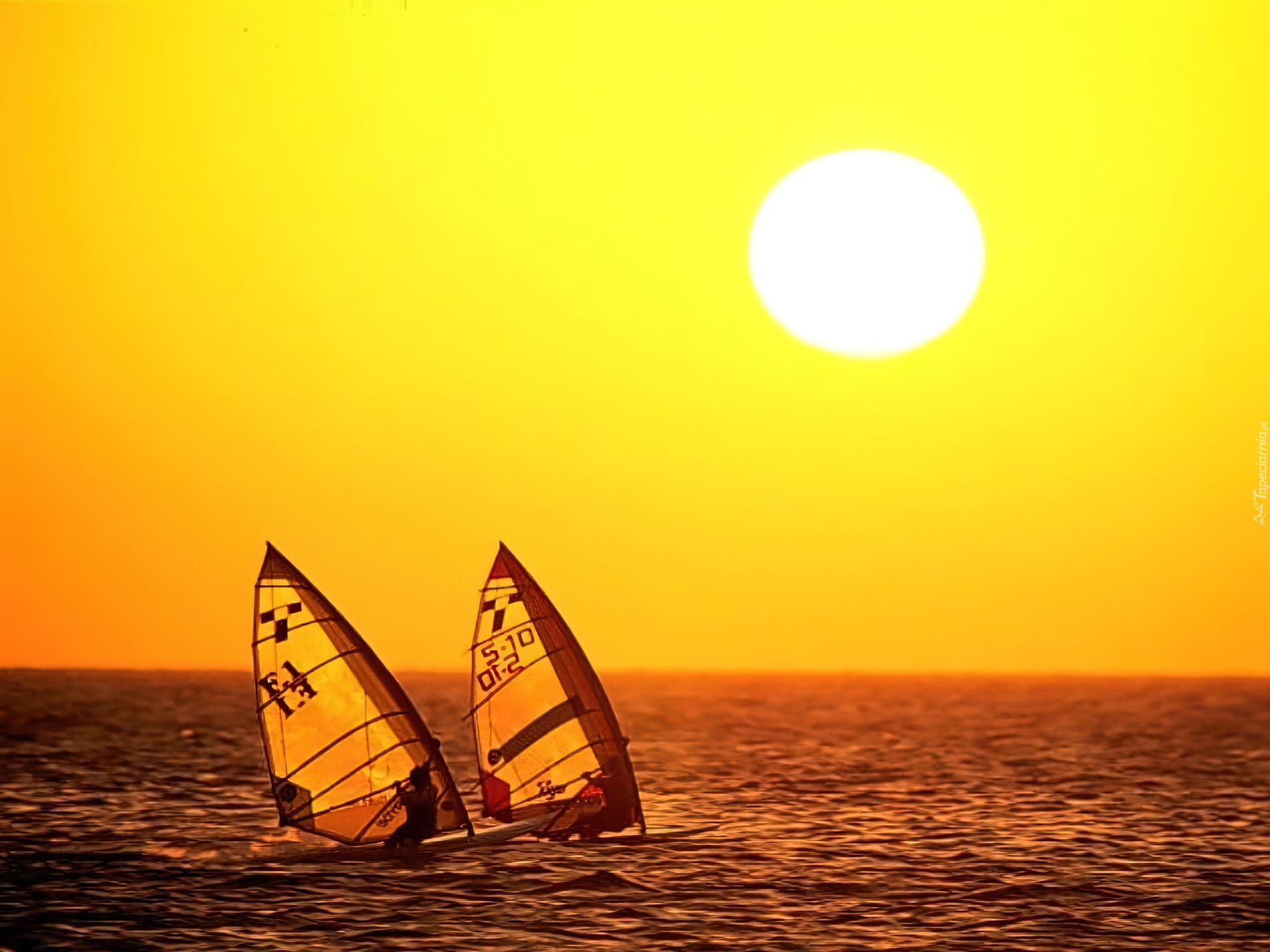 Zachód, Słońca, Windsurfing