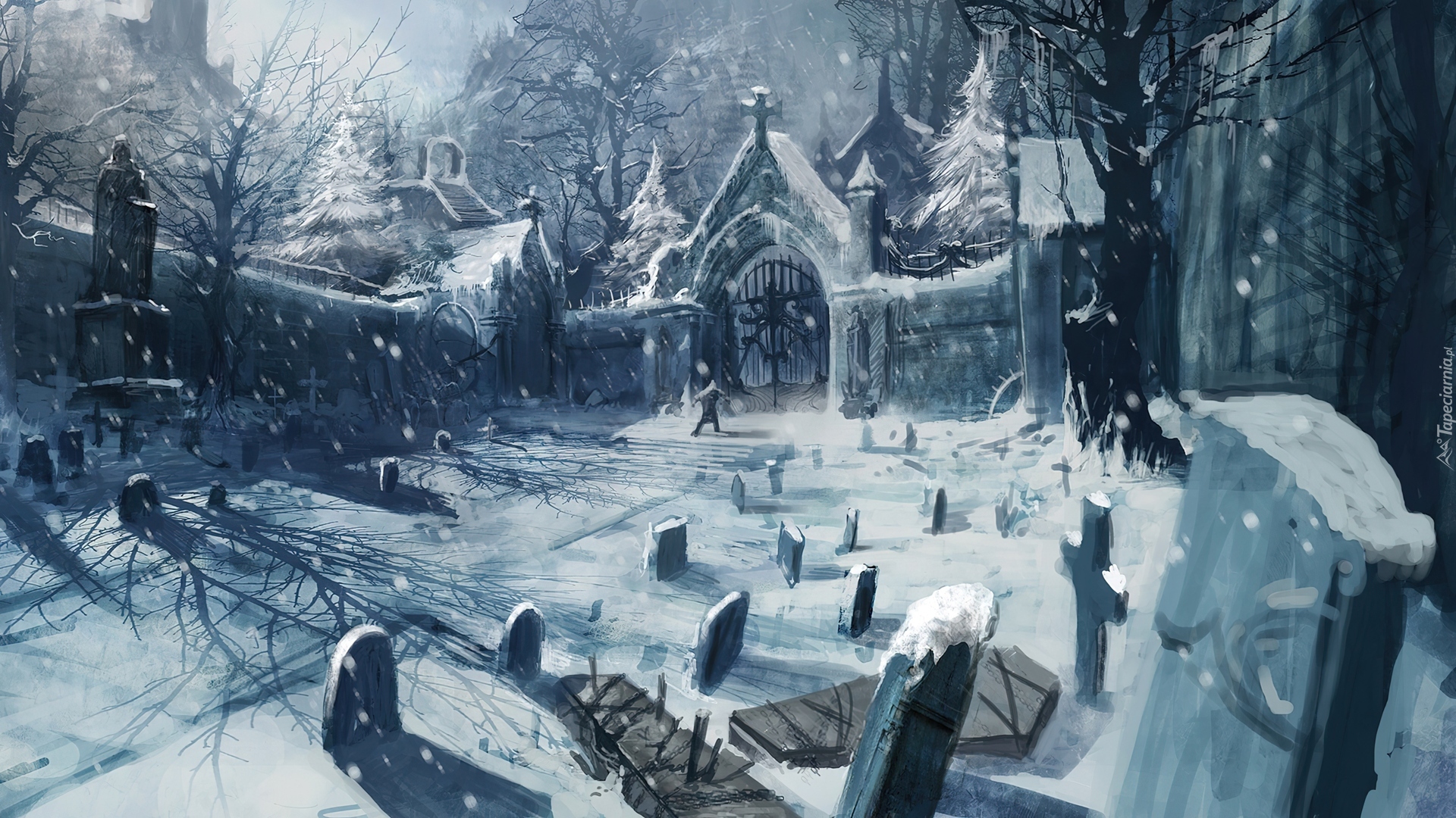 Zima, Śnieg, Cmentarz