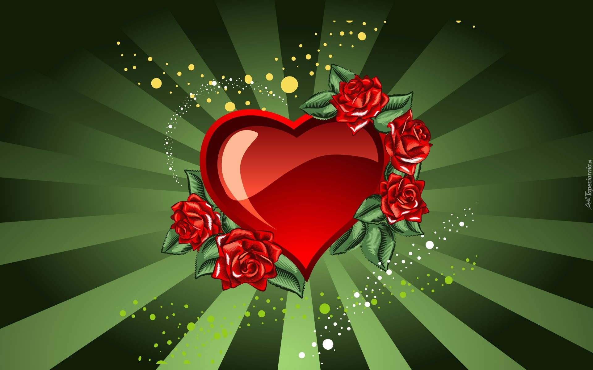 Serce, Róże, Zieleń