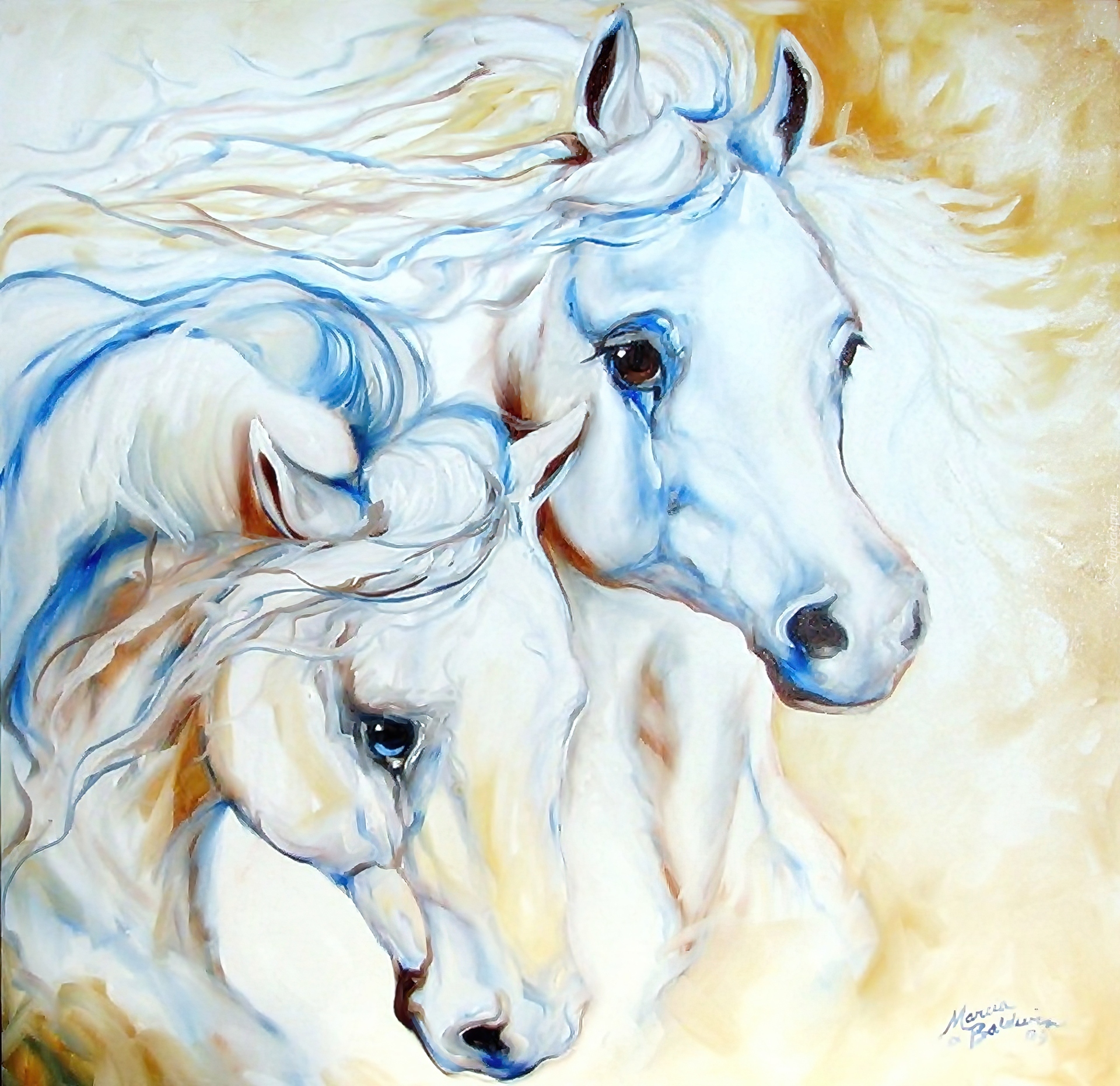Dwa, Konie, Reprodukcja, Obrazu, Marcia Baldwin