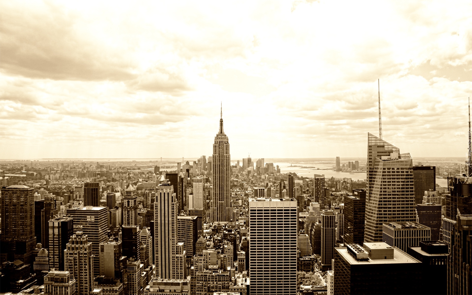 Miasto, Drapacze, Chmur, Nowy, Jork, Empire State Building