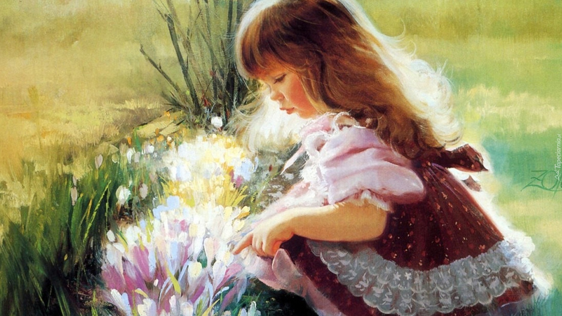 Dziewczynka, Kwiaty, Reprodukcja, Donald Zolan