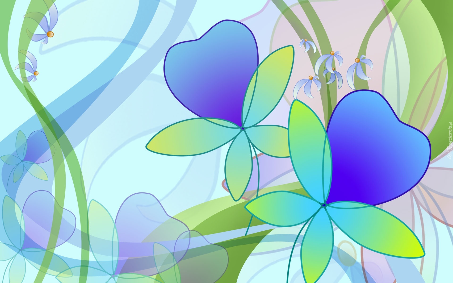 Niebieskie, Kwiatki, Tekstura