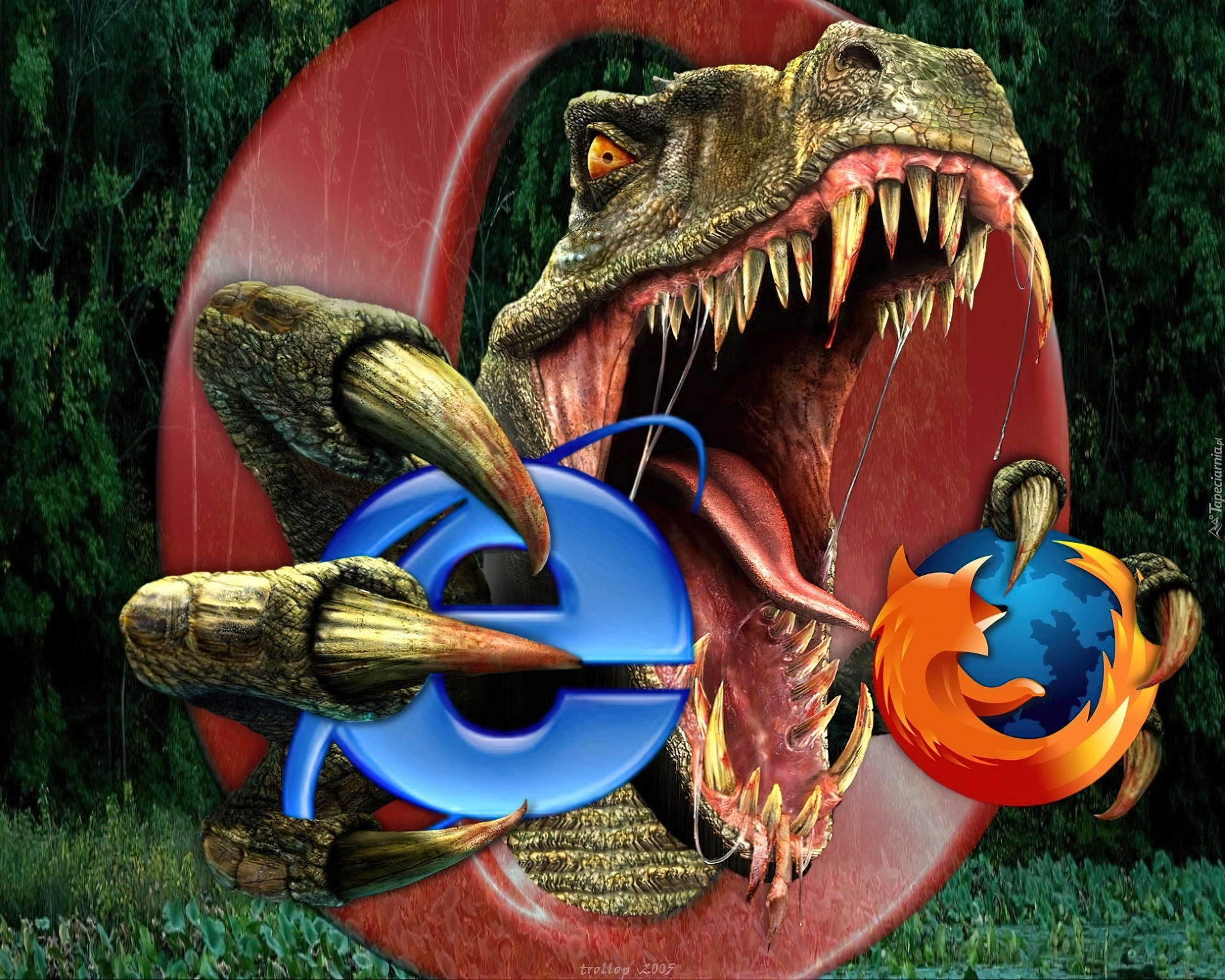Dinozaur, FireFox, Internet Explorer, Opera