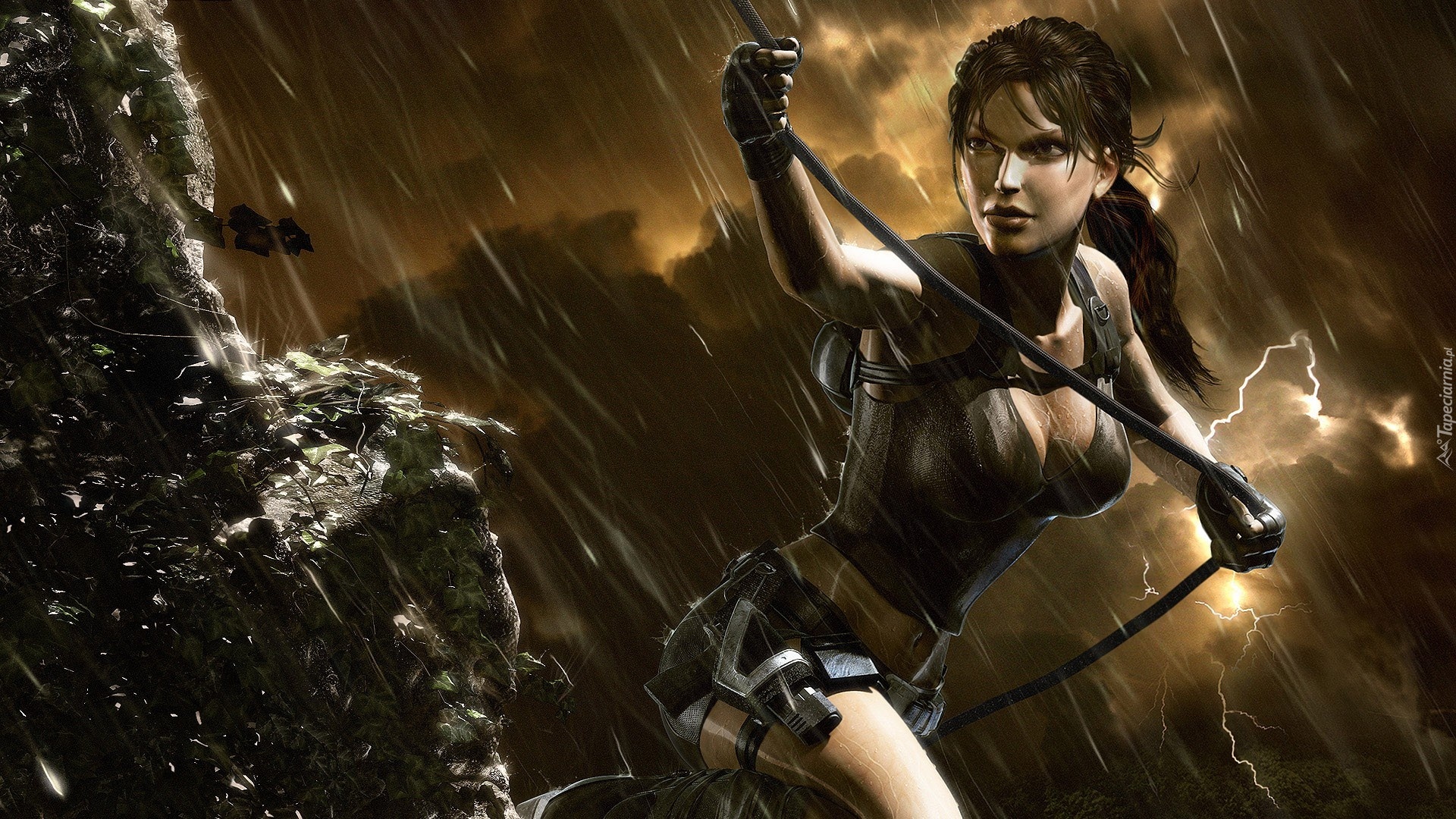 Lara Croft, Tomb Raider, Deszcz, Skały