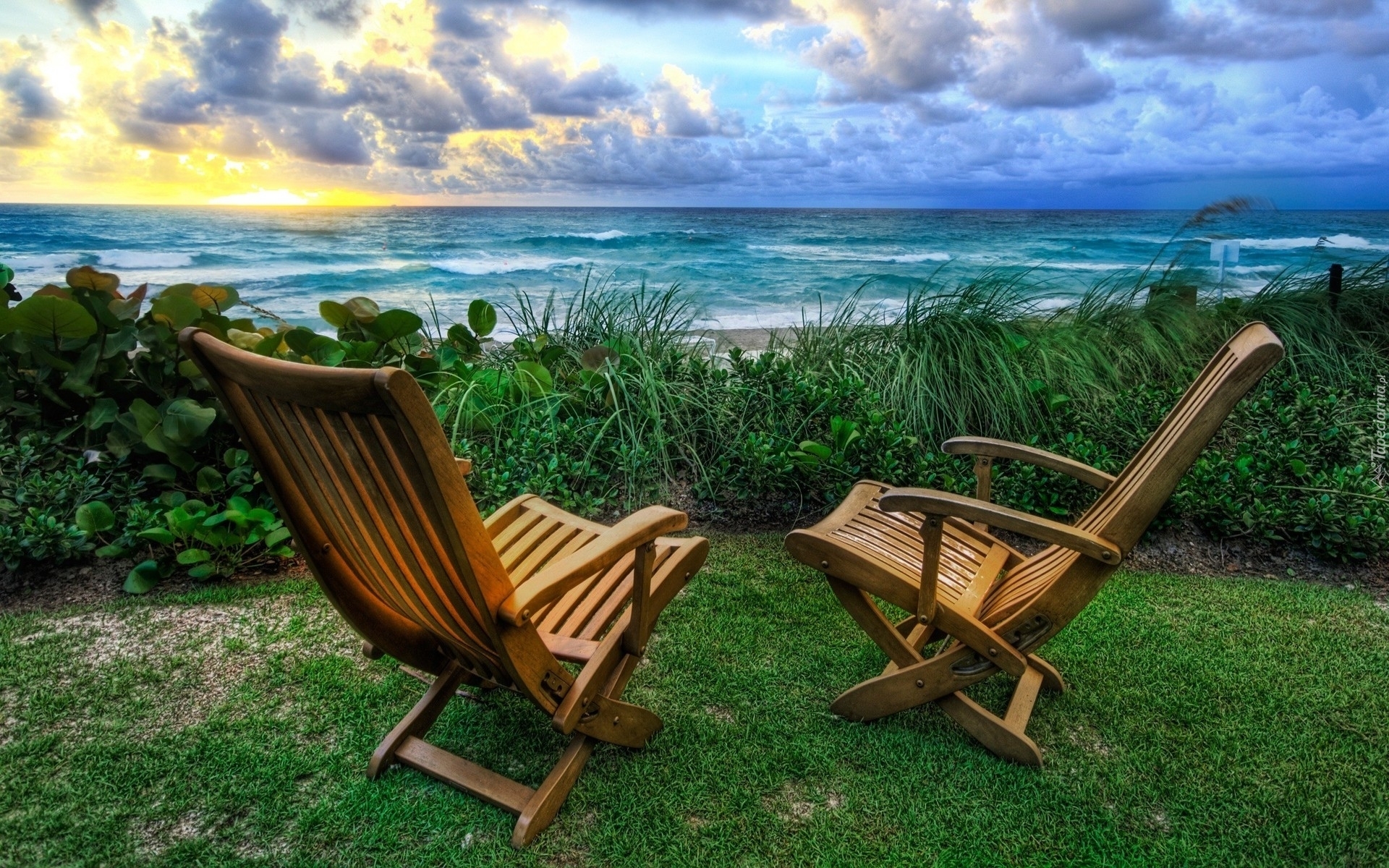 Morze, Plaża, Krzesła