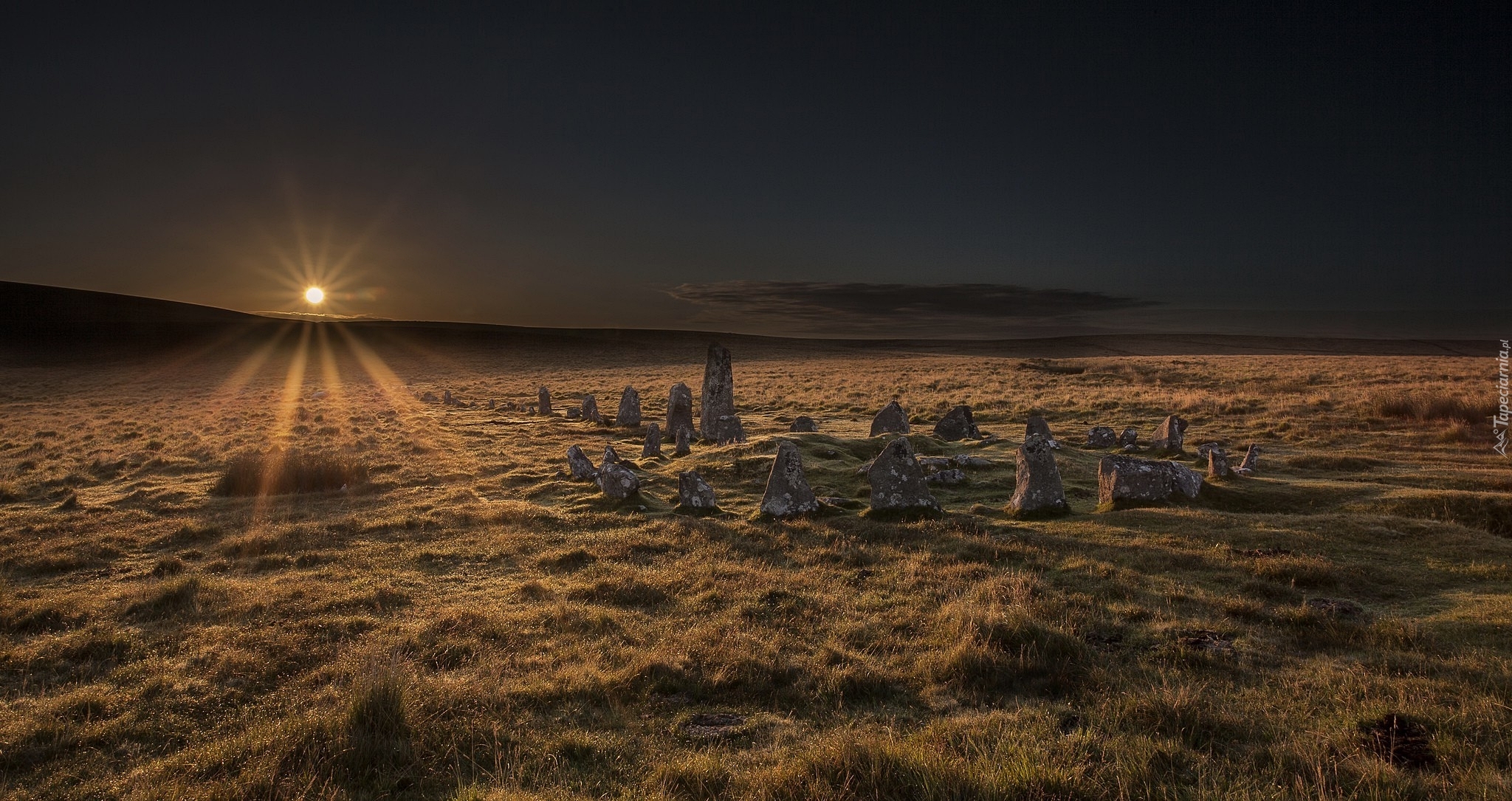 Anglia, Park Narodowy Dartmoor, Promienie słońca, Kamienie