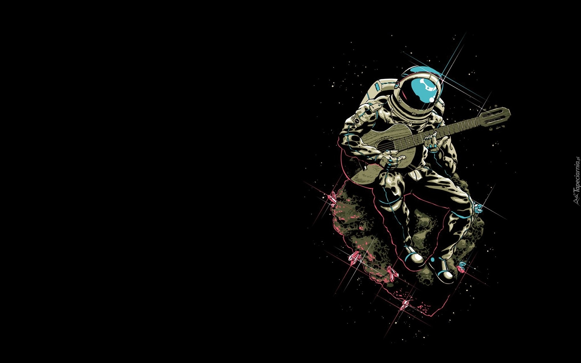Kosmos, Astronauta, Gitara, Grafika 2D