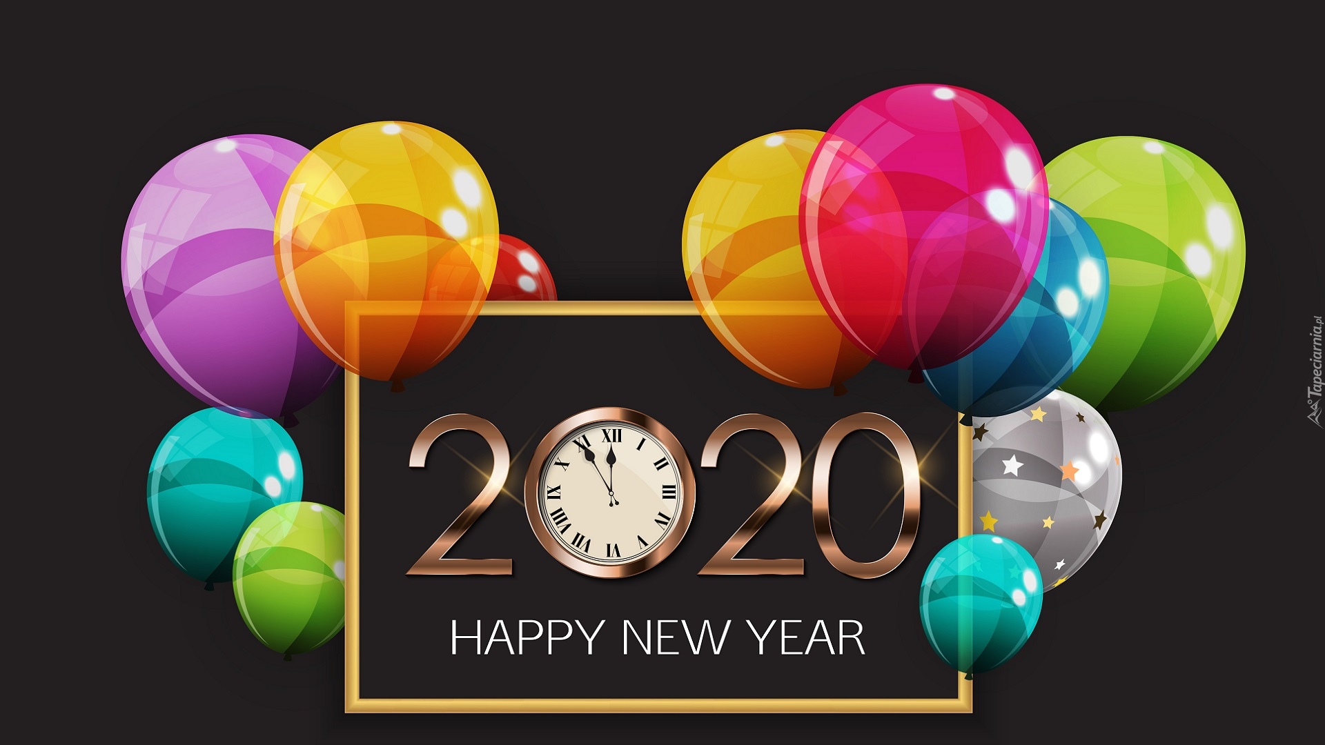 Nowy Rok, Cyfry, 2020, Balony, Zegar