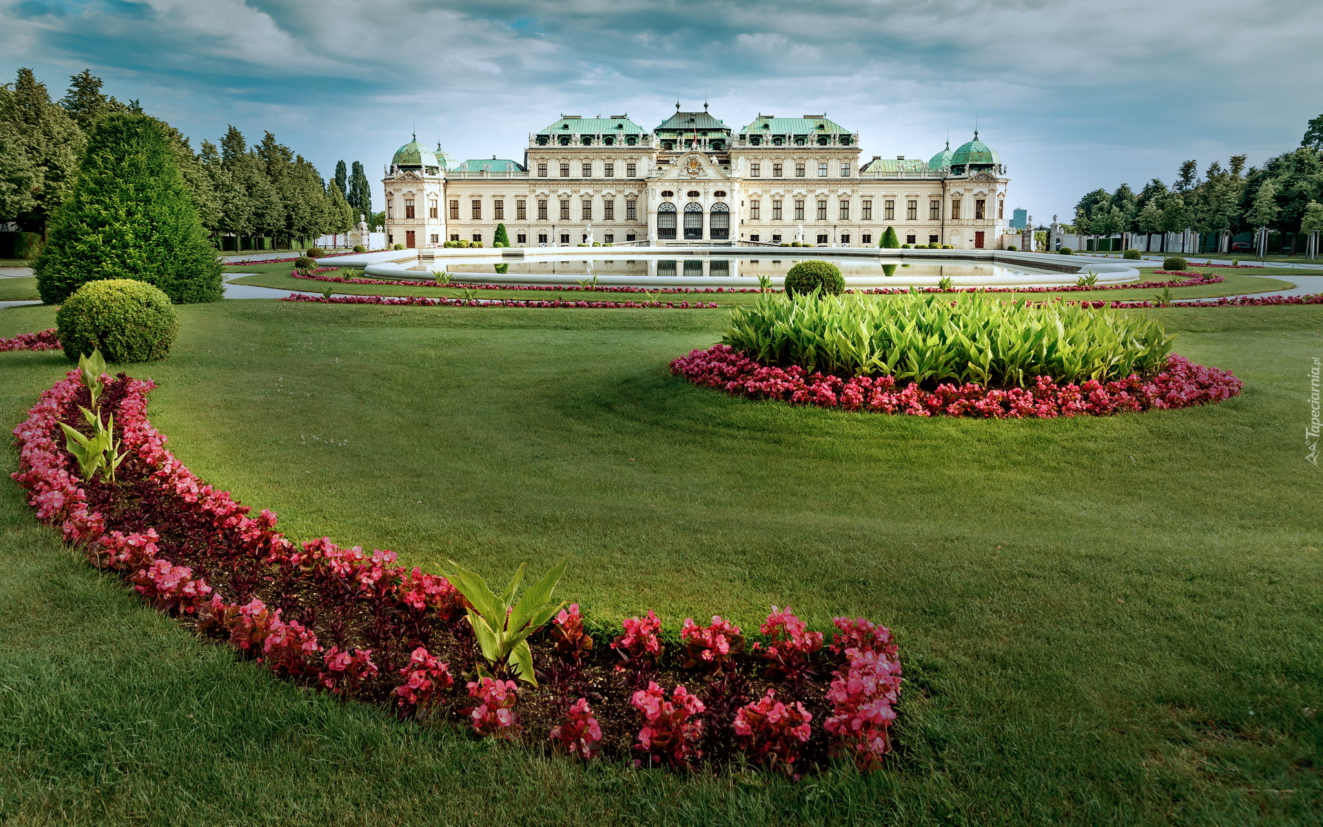 Pałac, Belweder, Ogród, Kwiaty, Wiedeń, Austria