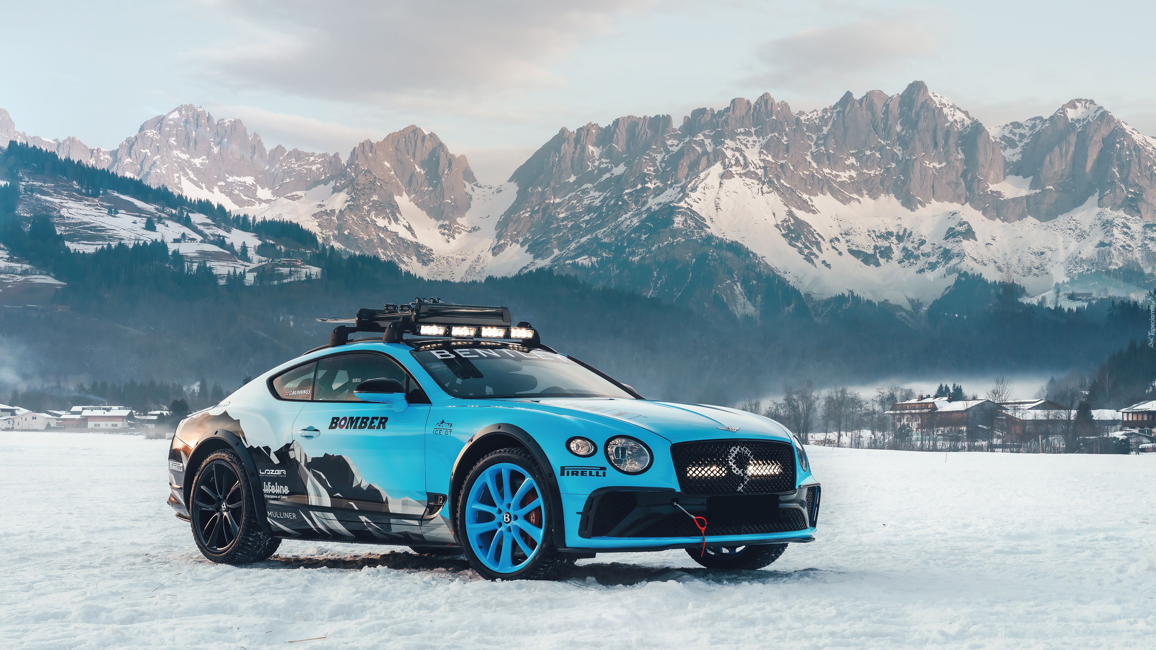 Niebieski, Bentley Continental GT, Śnieg
