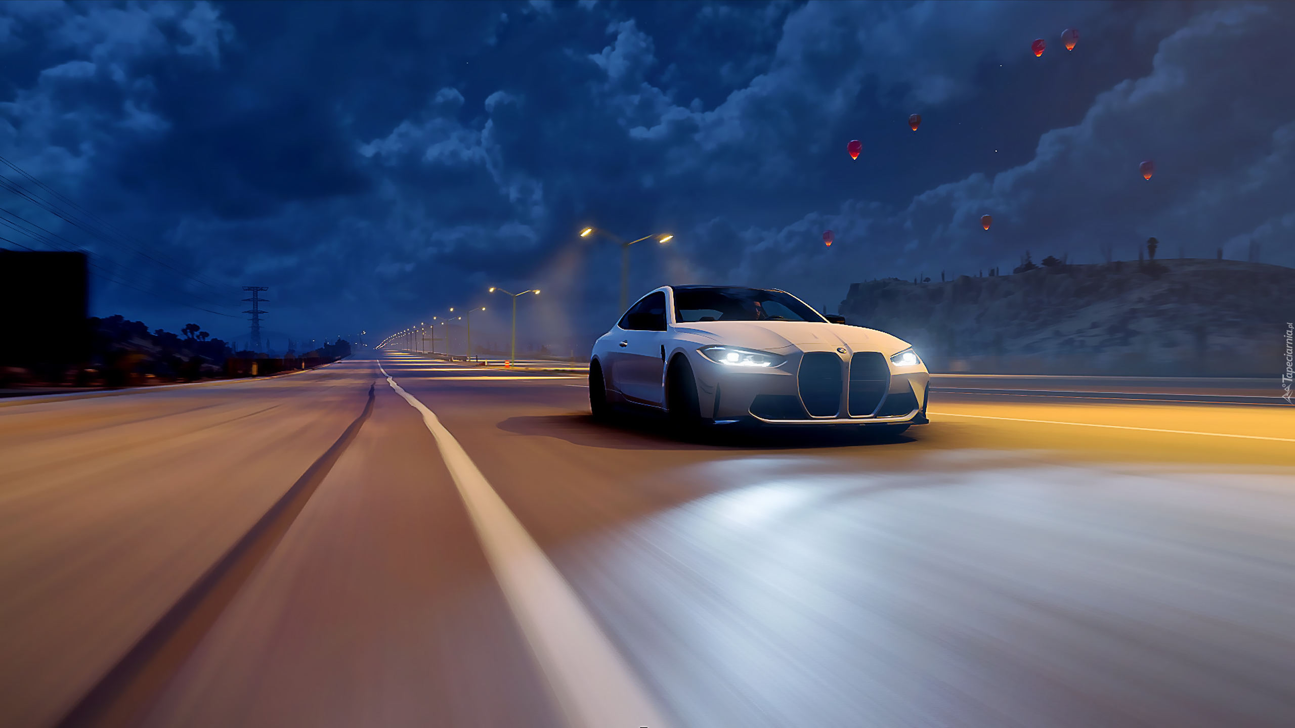Gra, Forza Horizon 5, Samochód, BMW M4 Competition Coupe, Białe, Droga