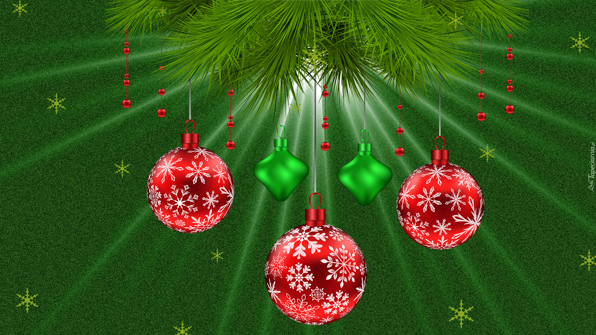 Dekoracja, Świąteczna, Boże Narodzenie, Czerwone, Bombki, Grafika 2D