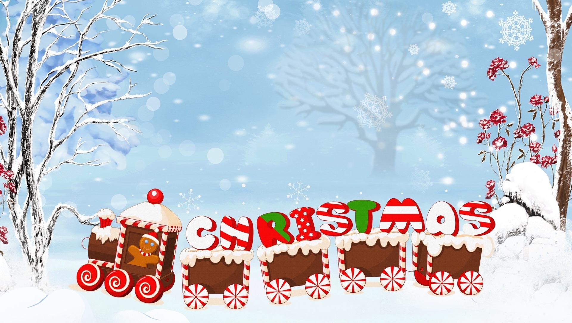 Boże Narodzenie, Zima, Śnieg, Świąteczny, Pociąg, Napis, Christmas, 2D
