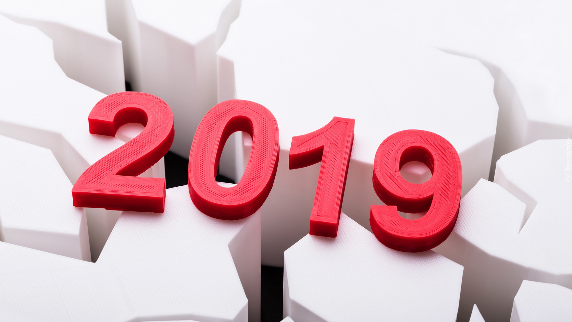 Nowy Rok, 2019, Tło, Czerwone, Cyfry