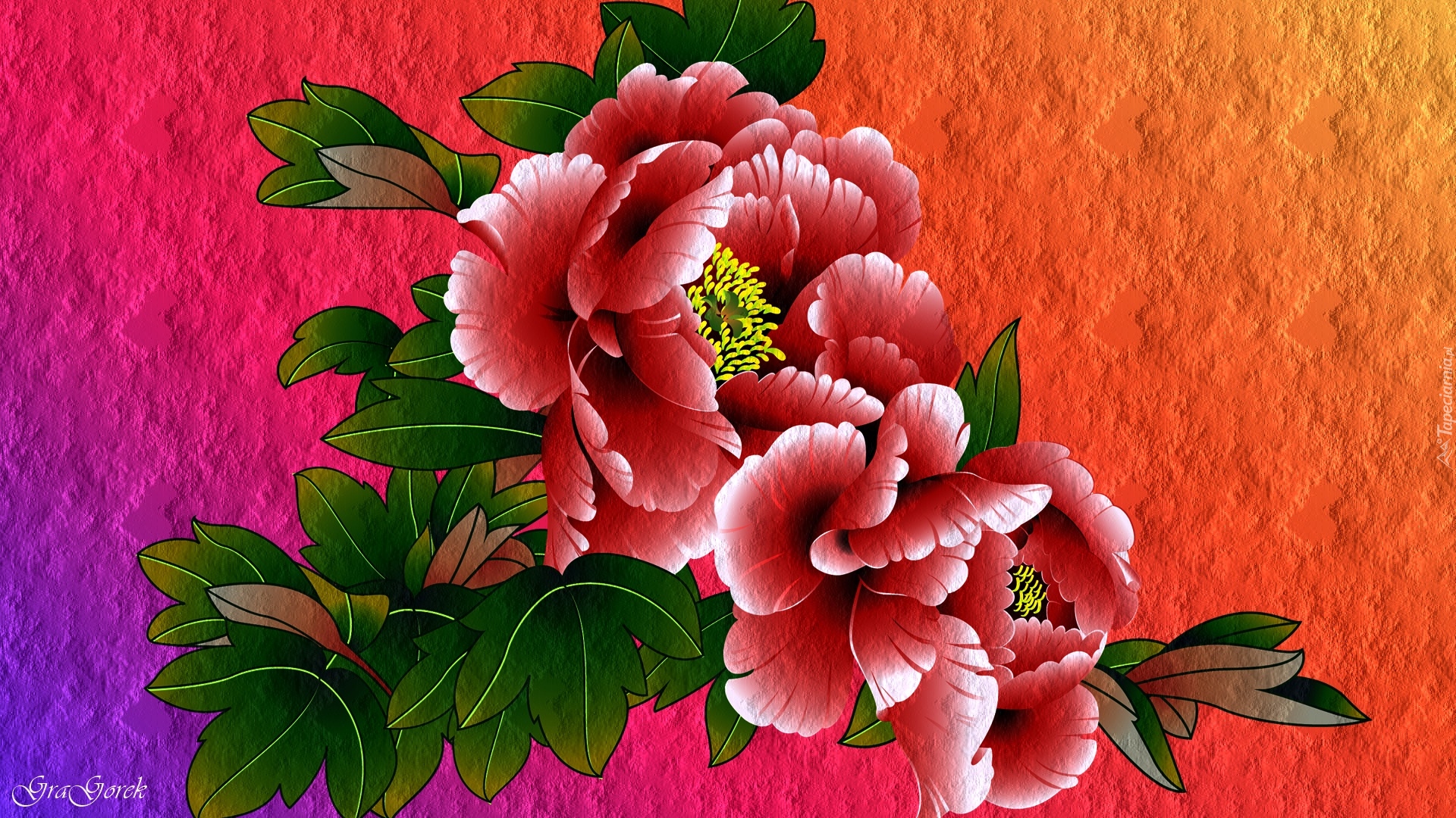 Czerwone, Kwiaty, Grafika 2D