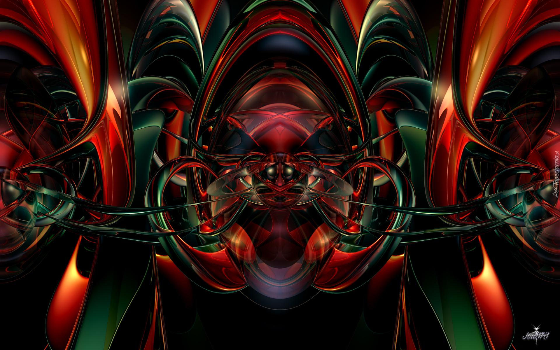 Grafika 3D, Czerwono-zielona, Abstrakcja