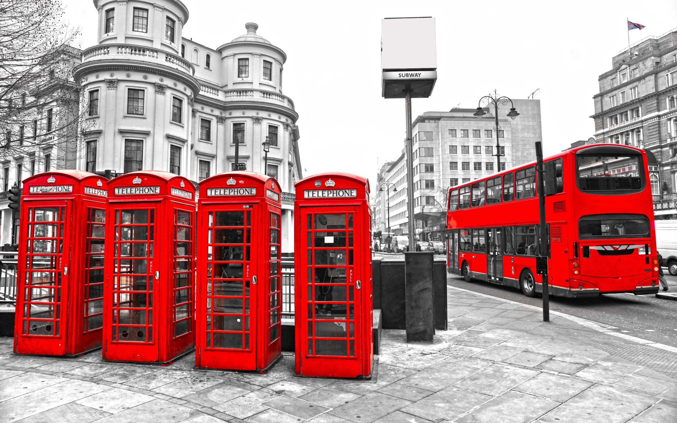 Londyn, Czerwone, Budki telefoniczne, Autobus