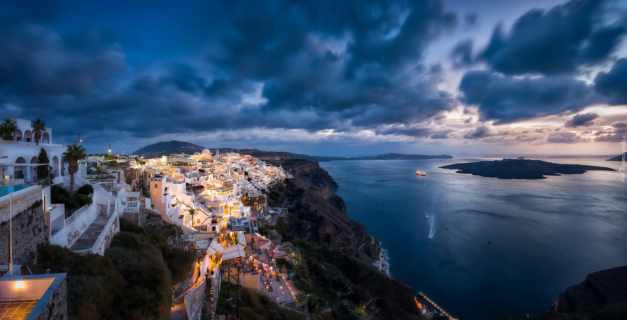 Grecja, Santorini, Miasteczko, Morze