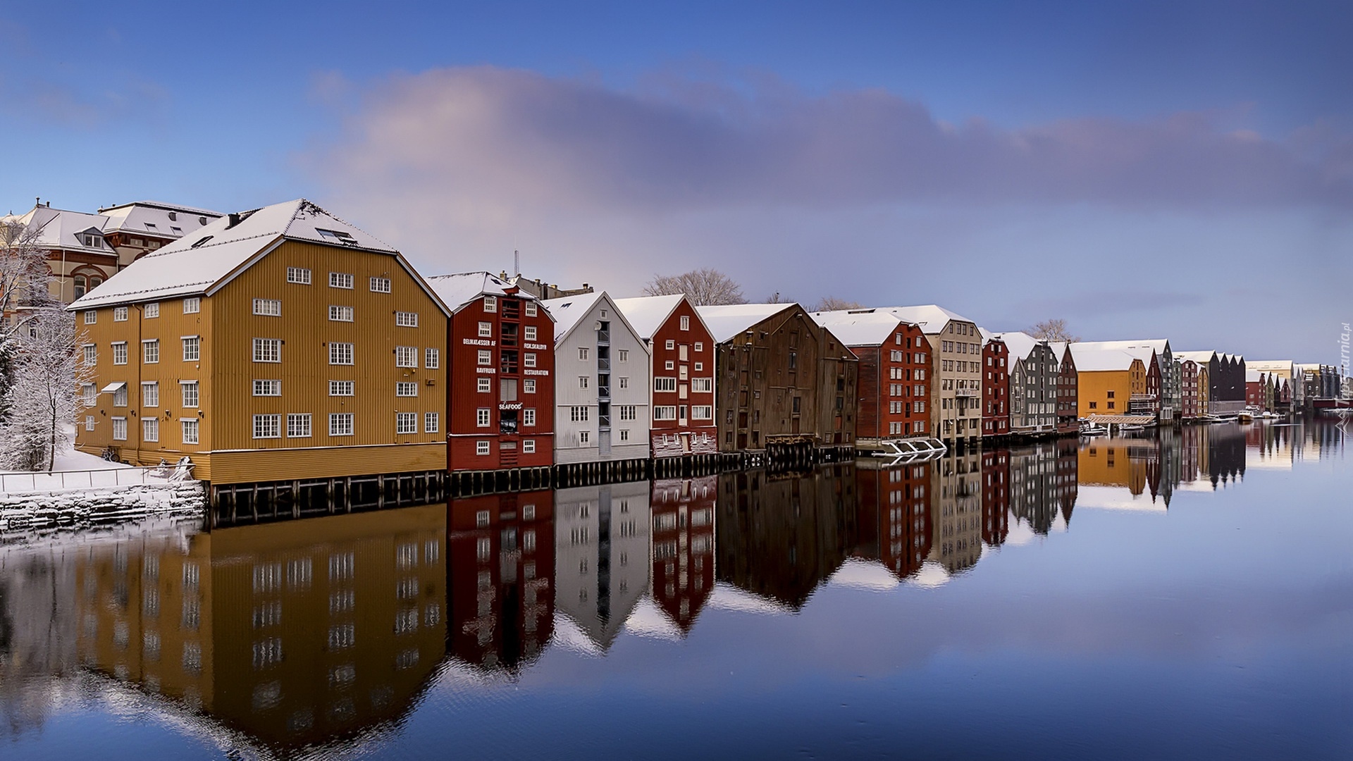 Miasto Trondheim, Norwegia, Domy, Rzeka Nidelva