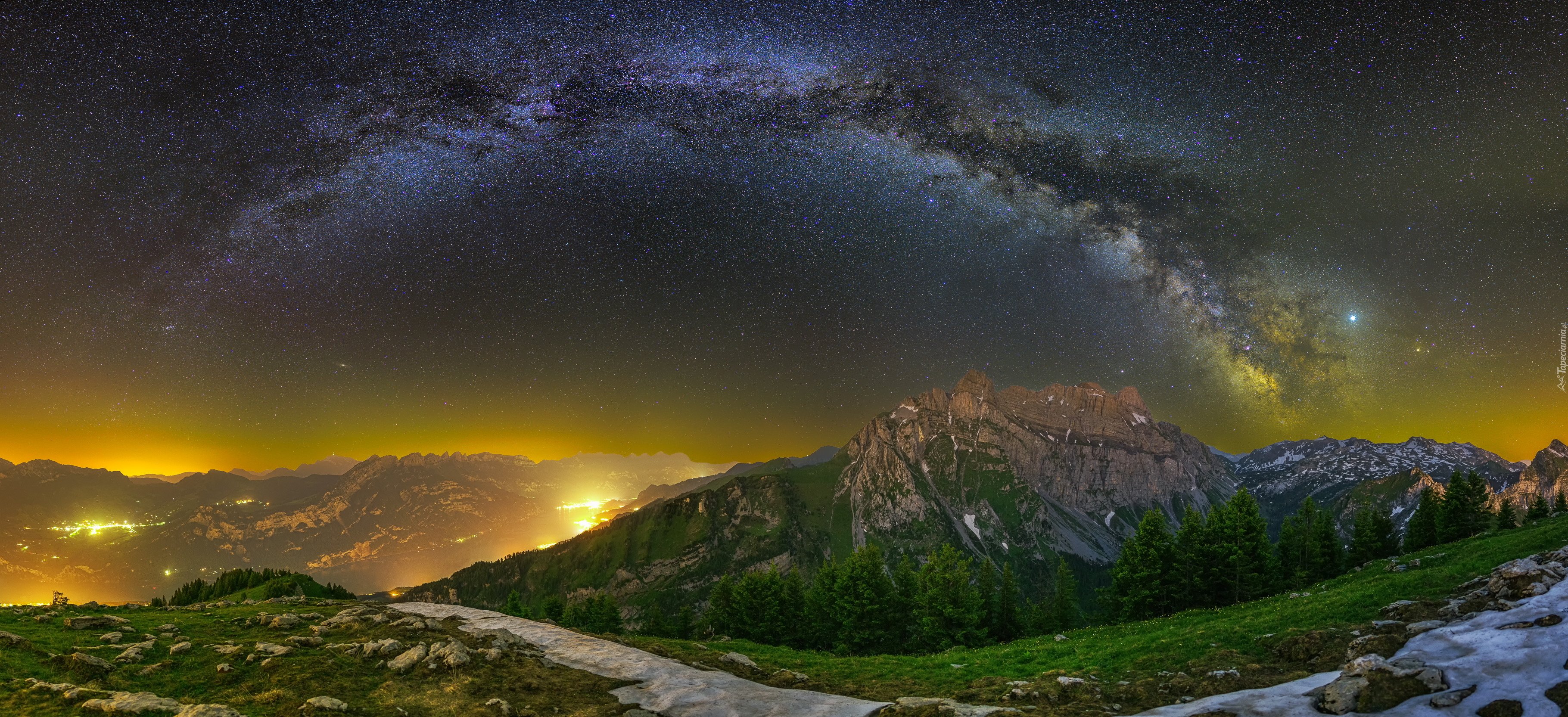 Galaktyka, Droga Mleczna, Góra Nuenchamm, Góry, Alpy Glarneńskie, Kanton Glarus, Szwajcaria