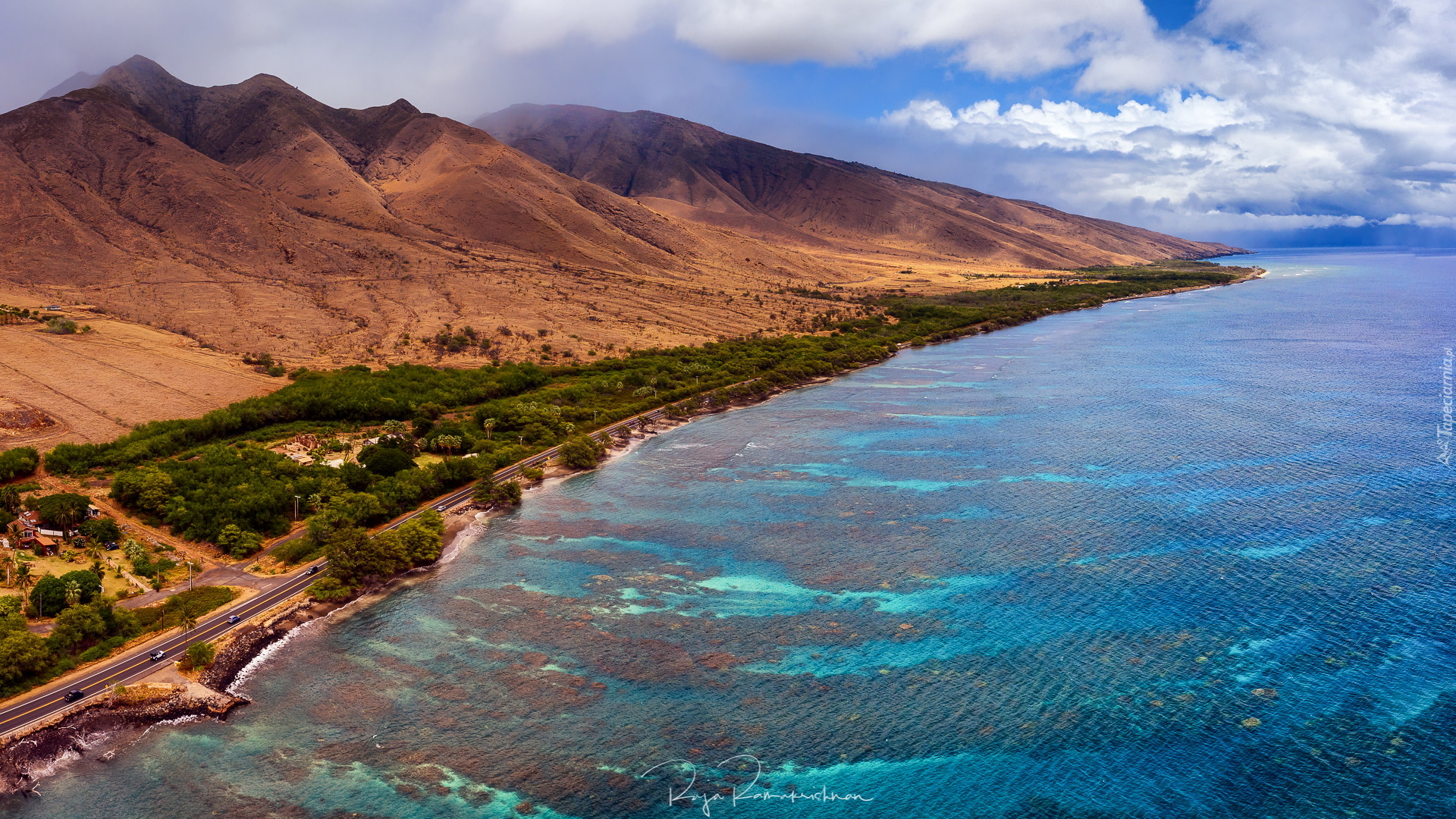 Wybrzeże, West Maui, Góry, Morze, Wyspa Maui, Hawaje, Stany Zjednoczone