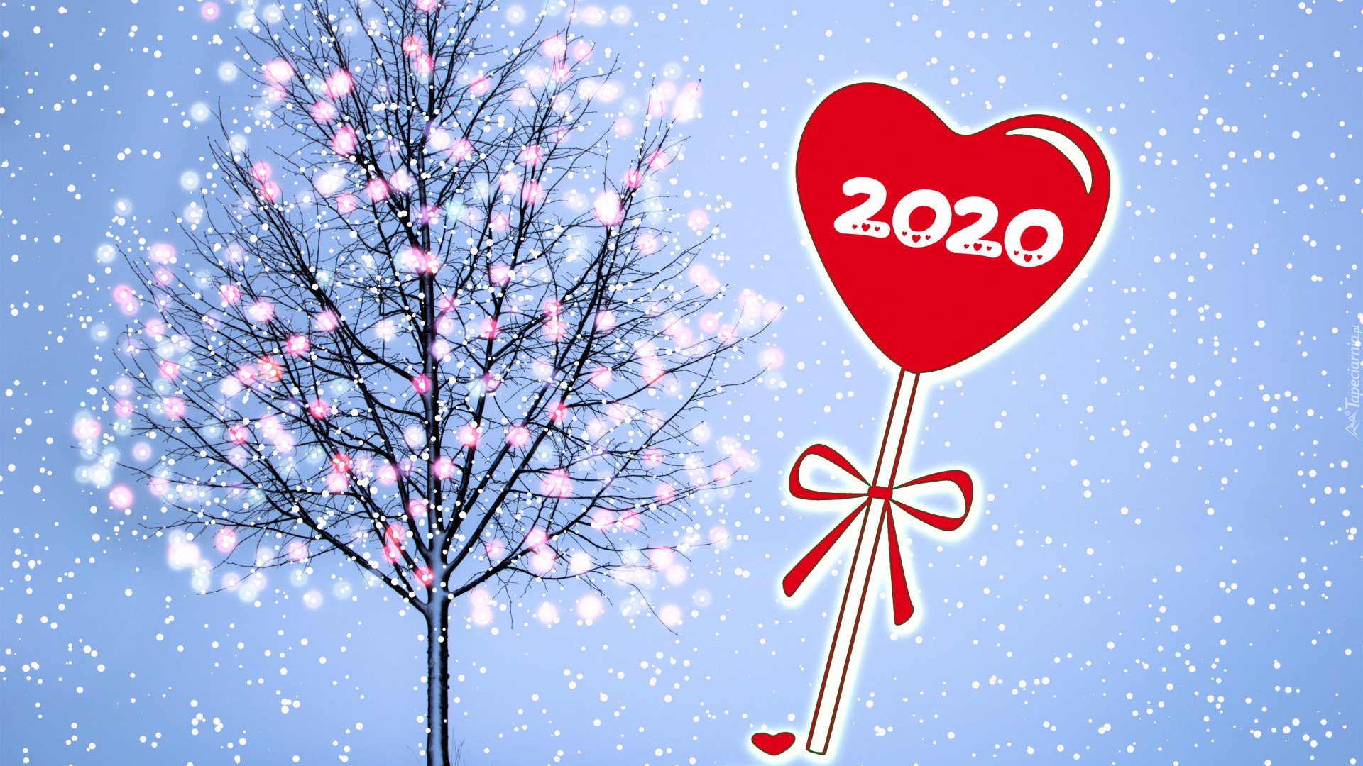 Śnieg, Drzewo, Nowy Rok, Serce, 2020, 2D