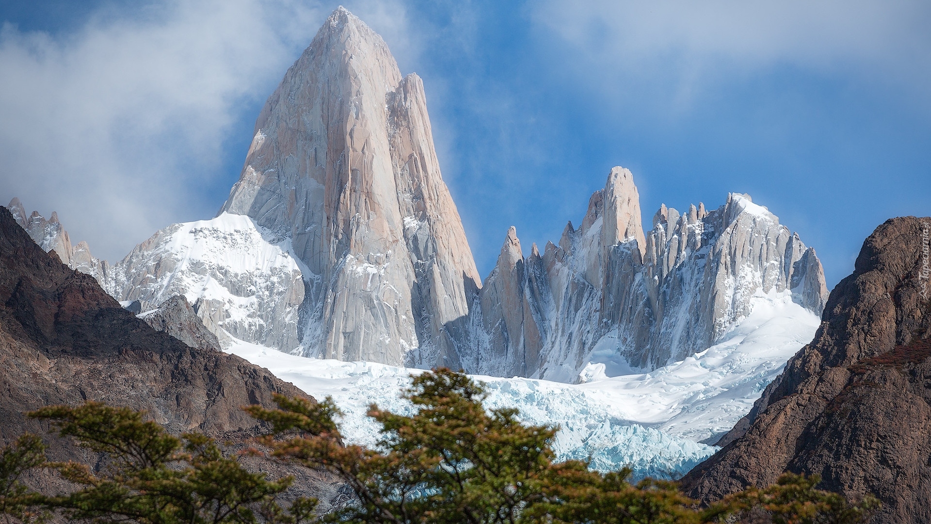Góra, Fitz Roy, Zima, Skały, Park Narodowy Los Glaciares, Patagonia, Argentyna