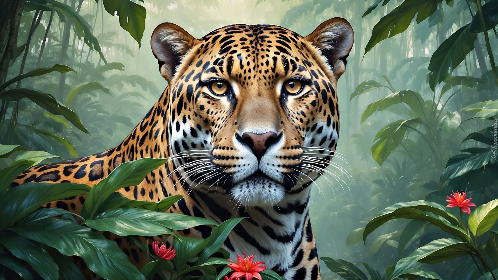 Jaguar, Rośliny, Czerwone, Kwiaty