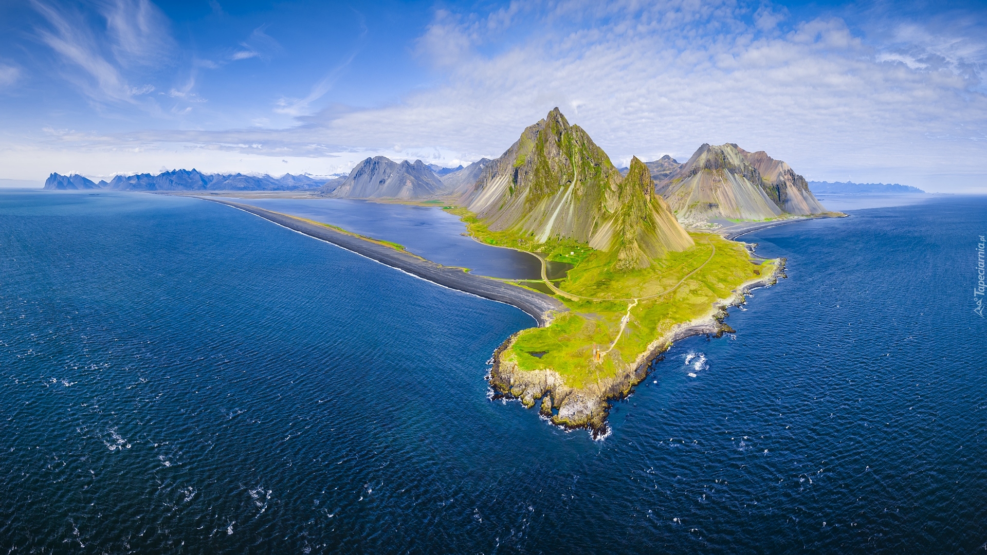 Islandia, Góry, Góra Vestrahorn, Góra Krossanesfjall, Morze
