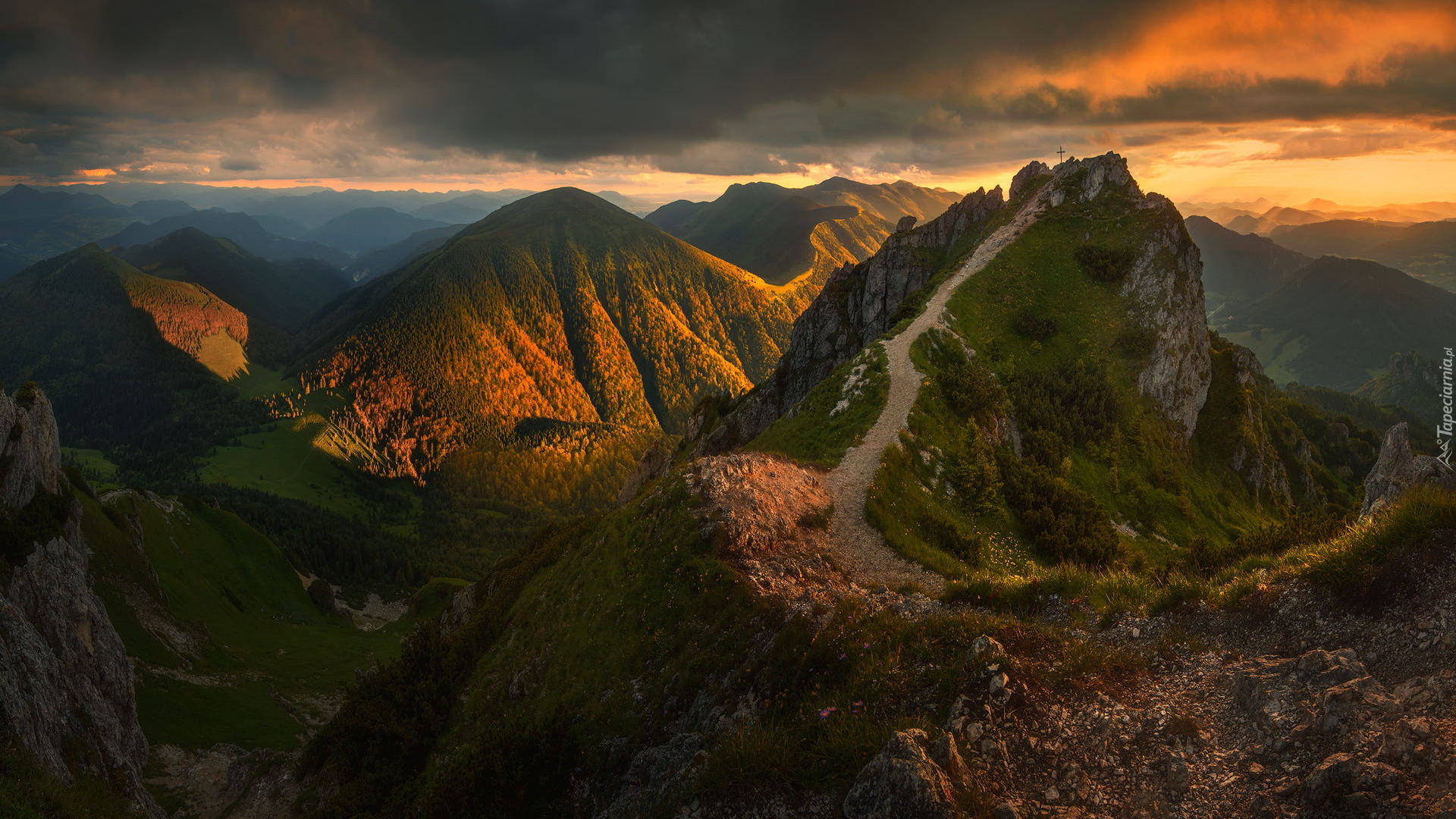 Góry, Droga, Rozświetlone, Szczyty, Słowacja